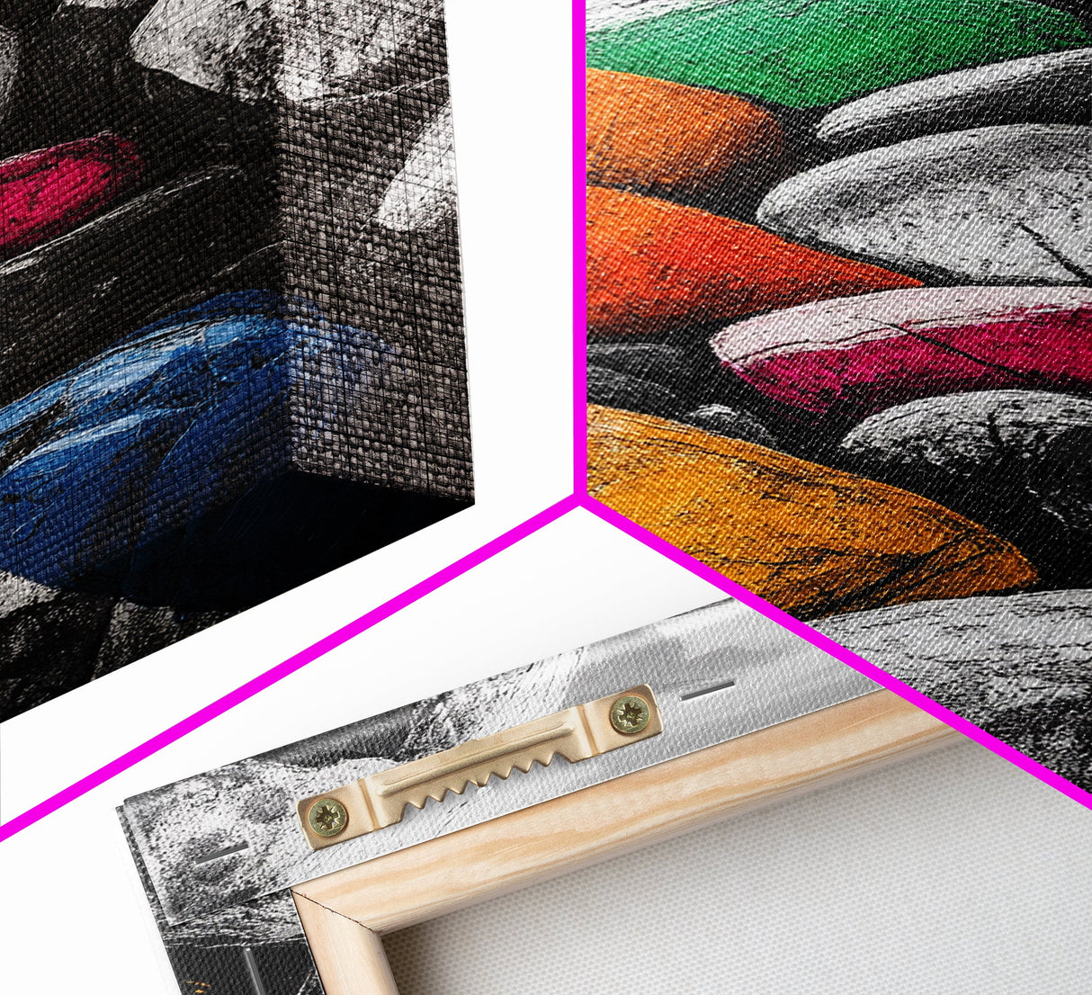 Vibrant Stones, Colorful Art, Modern Abstract, Nature Inspired, Coastal Wall Art, Unique Home Decor, Statement Piece, Framed Canvas Print