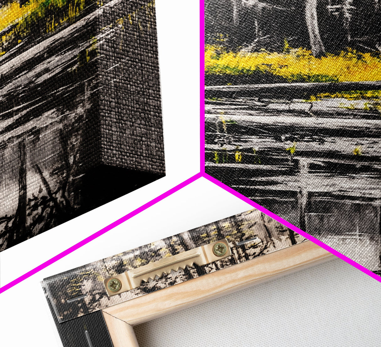 Forest Reflection, Black and White Landscape, Rustic Home Art, Nature Inspired Painting, Cabin Wall Decor, Framed Canvas Print