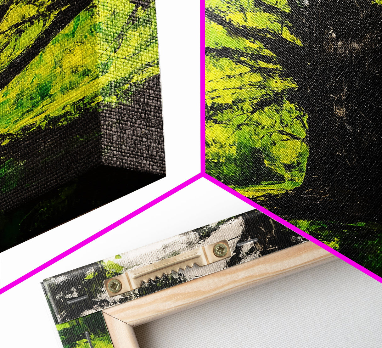 Majestic Tree, Forest Green, Nature Inspired, Framed Canvas Print, Botanical Wall Art, Office Wall Decor, Boho Landscape