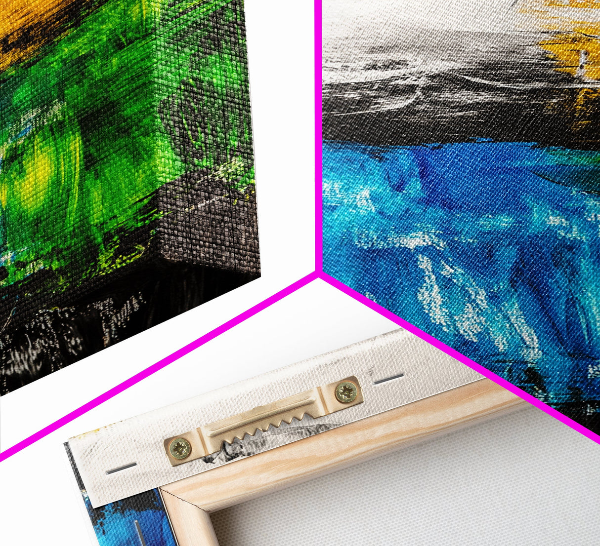 Abstract Landscape, Blue and Yellow Modern Painting, Minimalist Nature Art, Framed Canvas Print, Living Room or Office Wall Decor