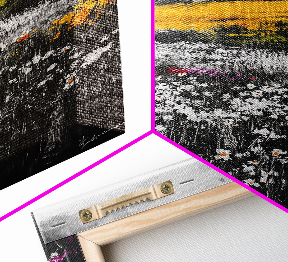 Wildflower Meadow, Mountain Art, Framed Canvas Print, Nature Wall Art, Vibrant Floral Painting, Spring Landscape Art, Living Room Decor