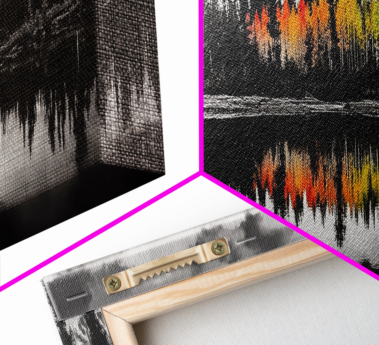 Fall Reflections, Black and White Forest, Vibrant Autumn Colors, Nature Photography, Living Room Wall Art, Canvas Print, Large Wall Art