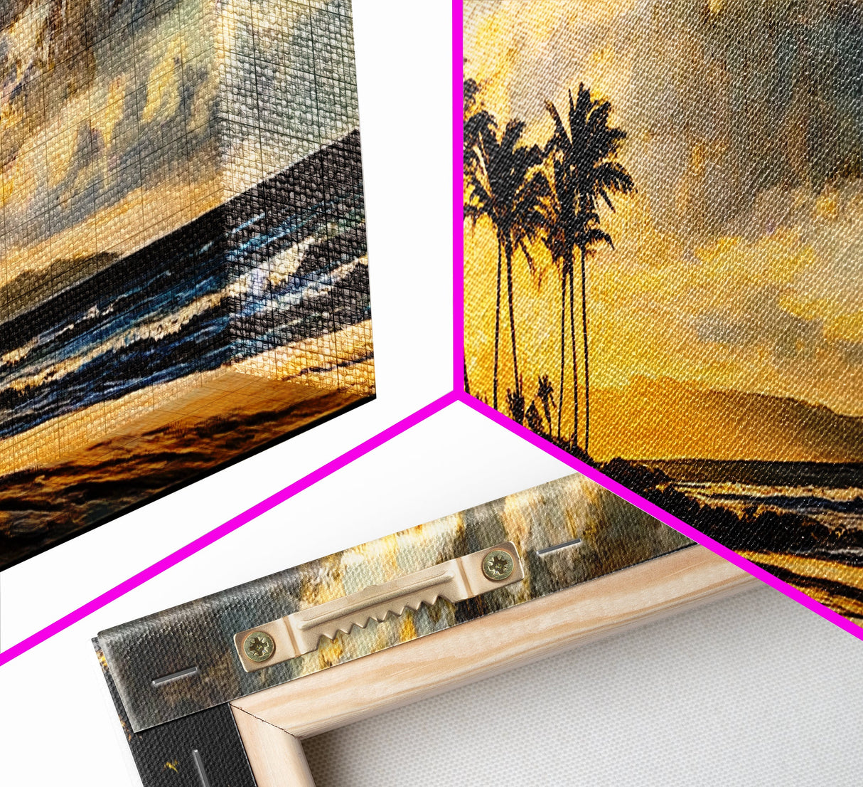 Golden Beach Sunset, Coastal Wall Art, Framed Canvas Print, Tropical Home Decor, Relaxing Seascape, Living Room Wall Art, Ocean Sunset Art