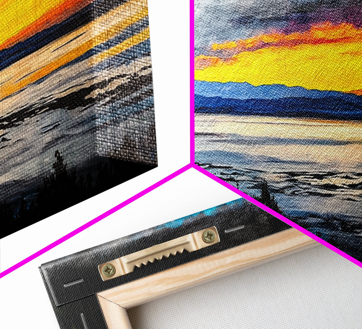 Mountain Sunset, Colorful Landscape, Framed Canvas Print, Nature Wall Art, Home Office Decor, Living Room Wall Art, Scenic View Painting