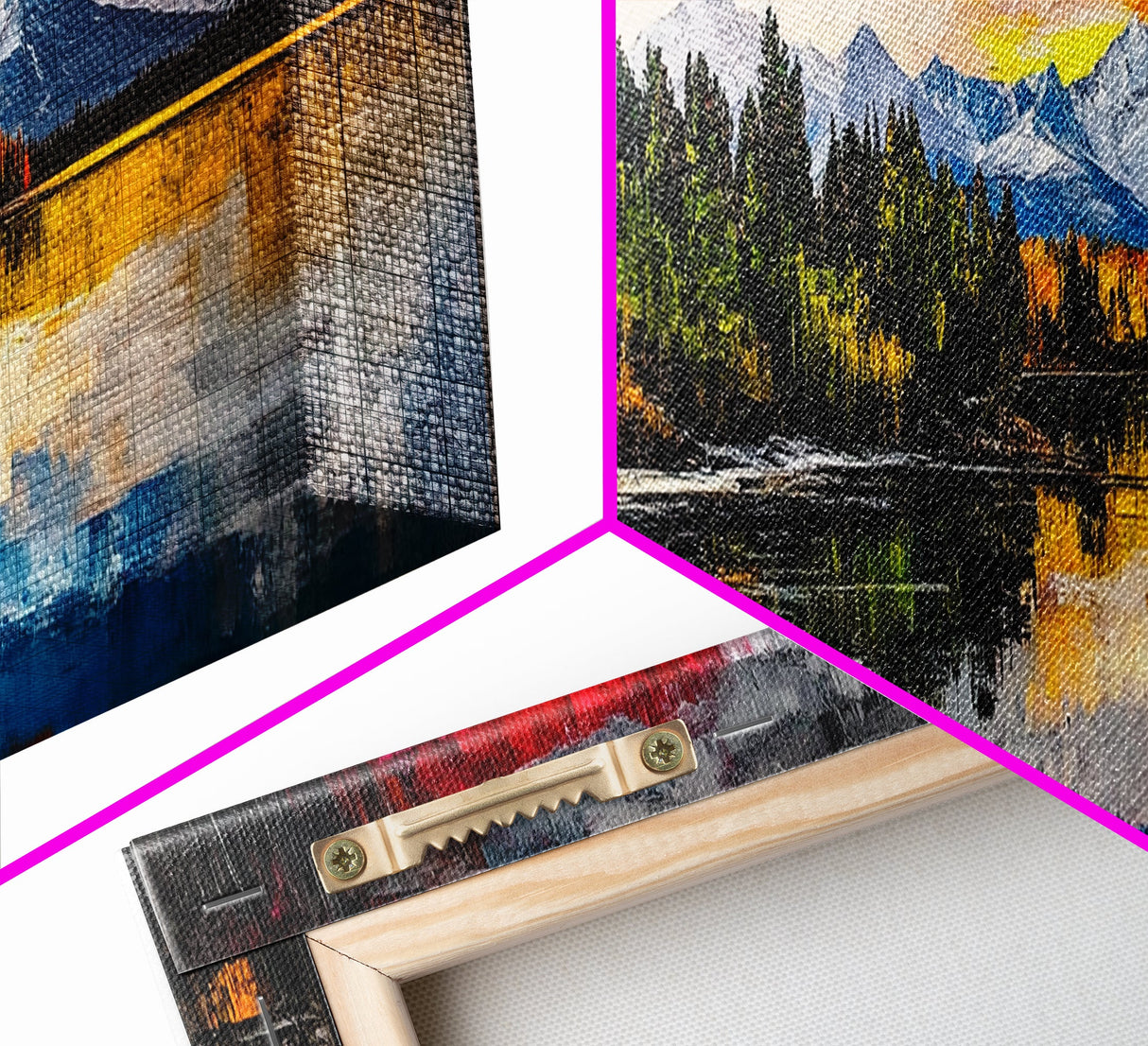Vibrant Sunset, Mountain Lake Art, Autumn Landscape, Framed Canvas Print, Nature Decor, Living Room Art, Cabin Wall Art
