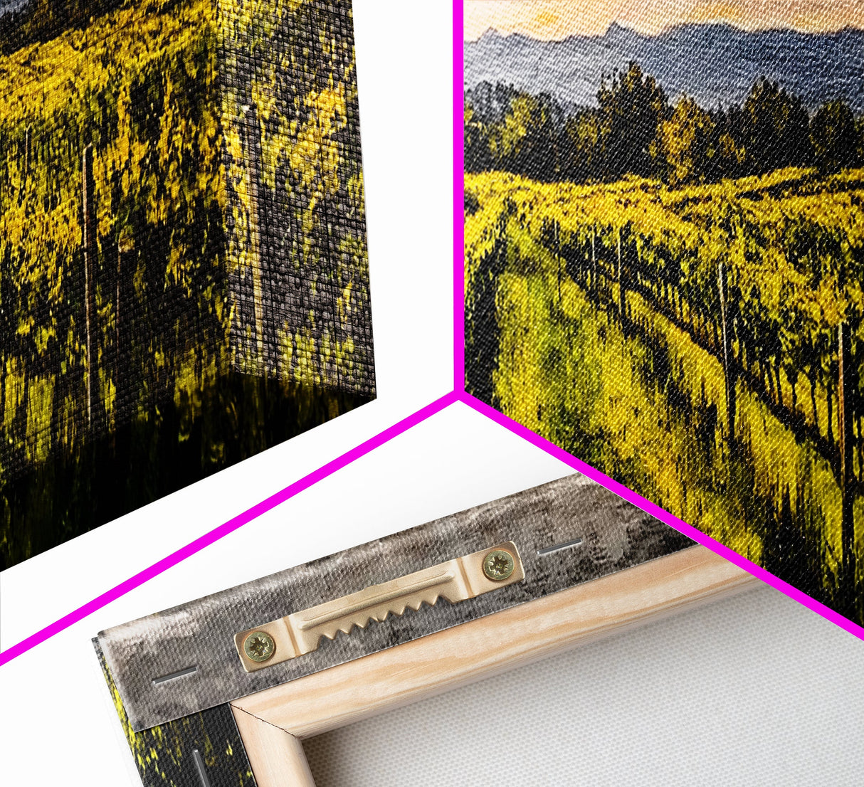Vineyard Painting, Countryside Art, Framed Canvas Print, Rustic Farmhouse Decor, Landscape Wall Art, Warm Autumn Colors, Dining Room Art