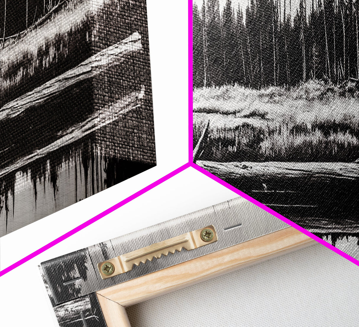 Monochrome Forest, Black and White, Nature Wall Art, Minimalist Landscape, Serene Art, Woodland Scene, Framed Canvas Print, Bedroom Wall Art