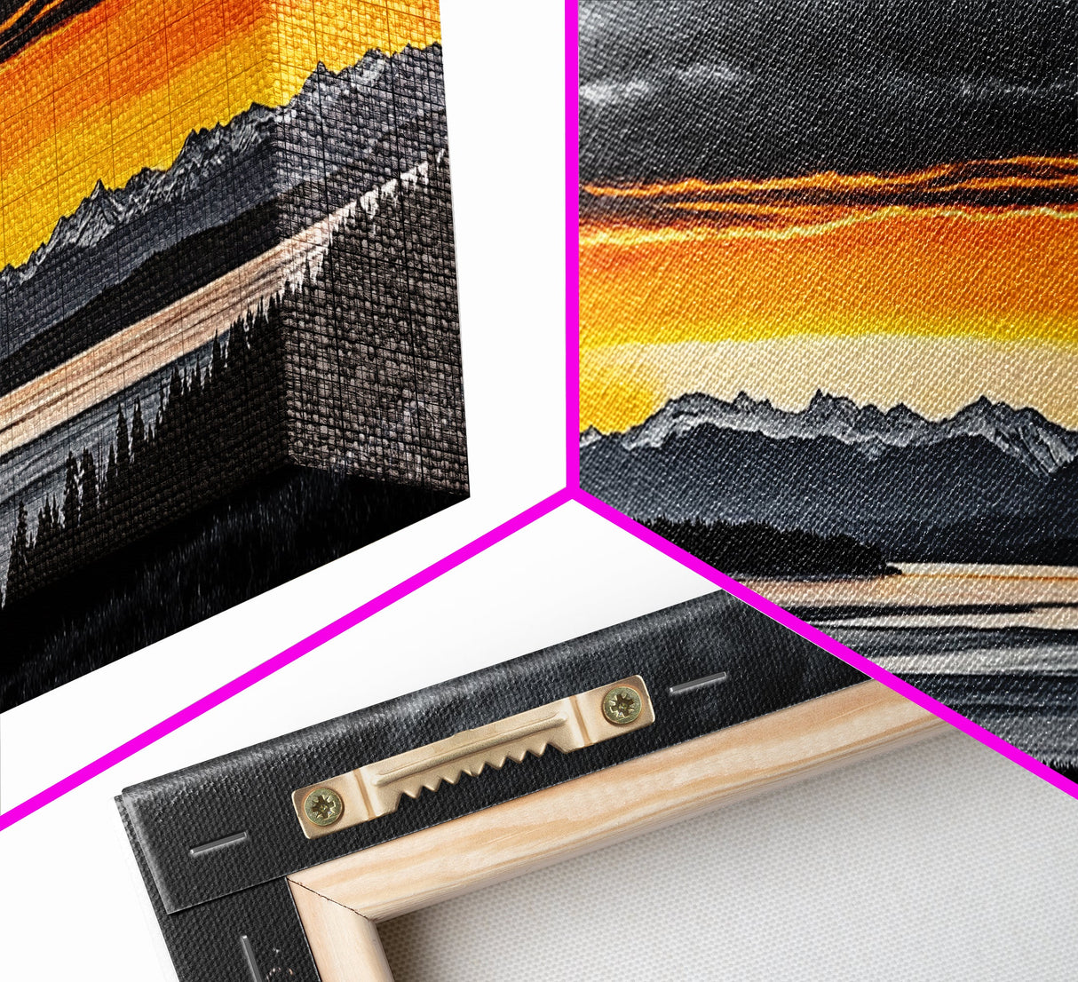 Sunset Over Mountains, Dramatic Landscape Art, Black and Yellow Wall Art, Bold Sky Painting, Nature Print, Office Wall Decor, Framed Canvas Prin