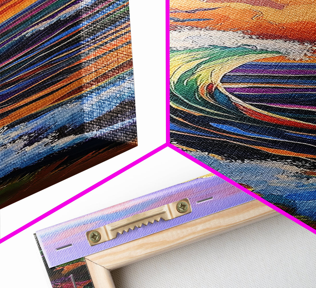 Wave, Sunset, Surf, Ocean, Canvas Print, dramatic wave crashing painting, sunset surf wall art, vibrant beach decor, surf shack canvas