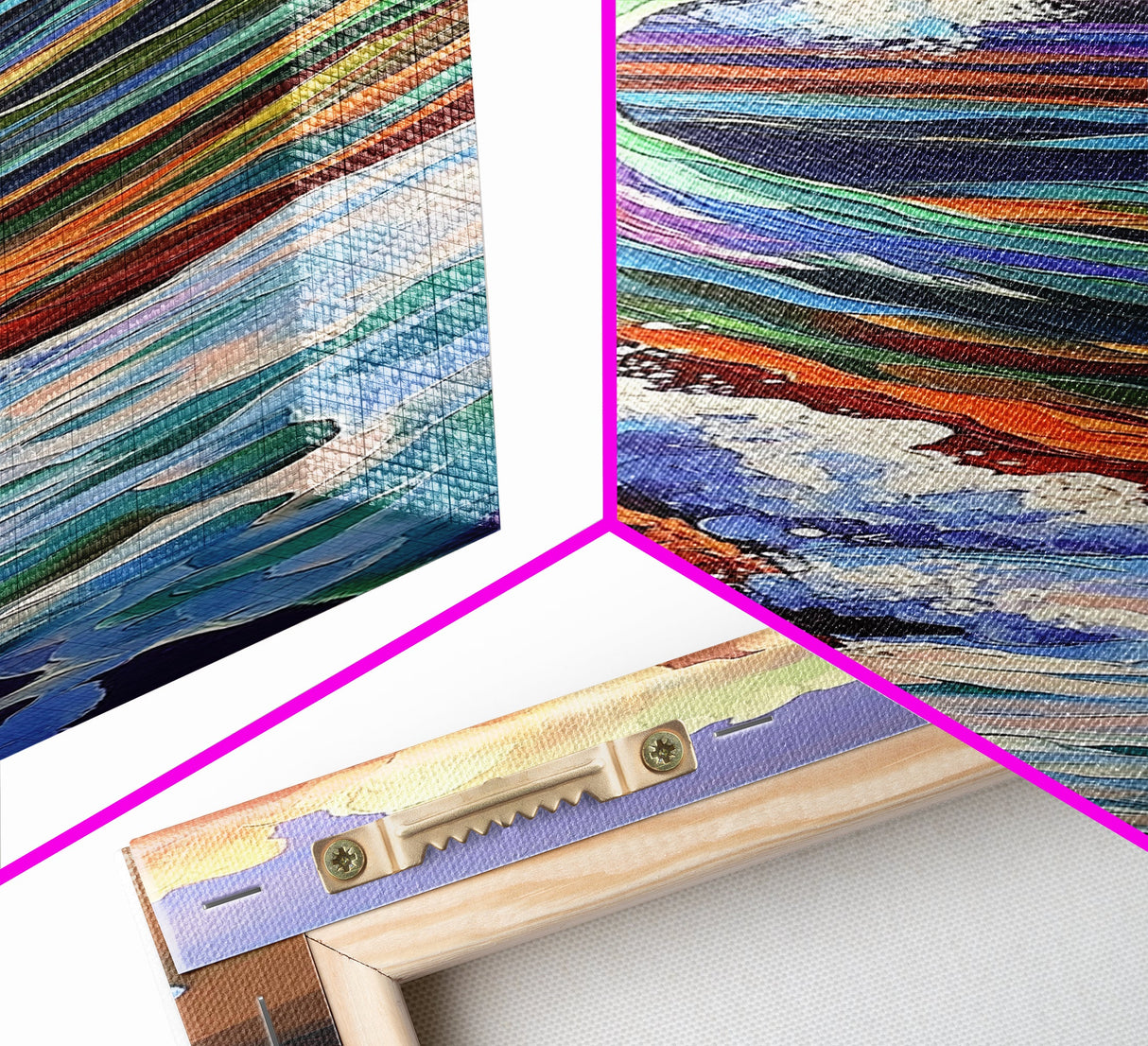Rainbow, Wave, Sea, Surf, Framed Canvas Print, Bold Ocean Art, Coastal Wall Decor, Surfer Boho Style, Beach House Accent