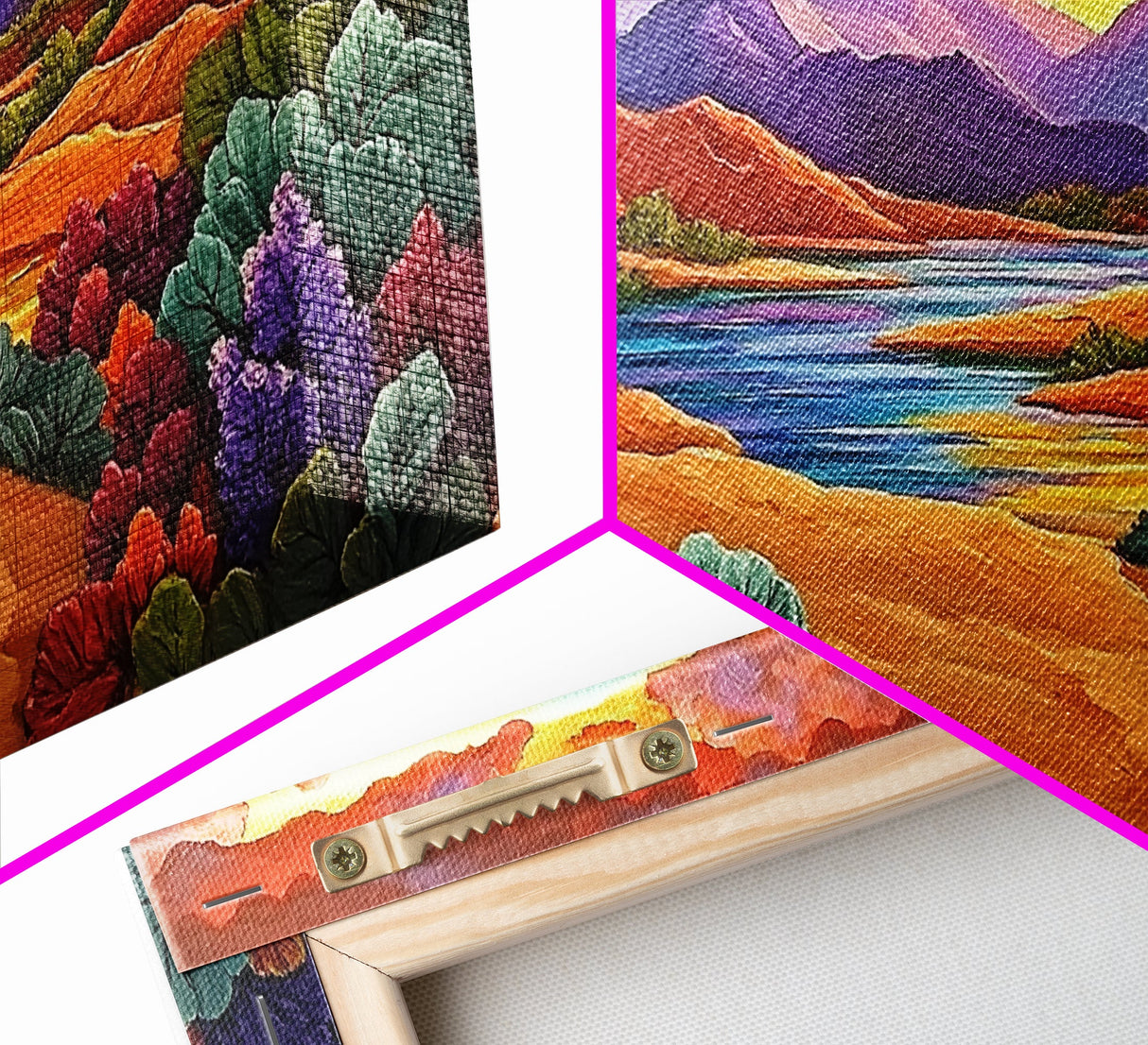 Rainbow Sky, Desert River, Mountain View, Canvas Print, Scenic Landscape Wall Art, Colorful Fall Decor, Living Room Statement Piece