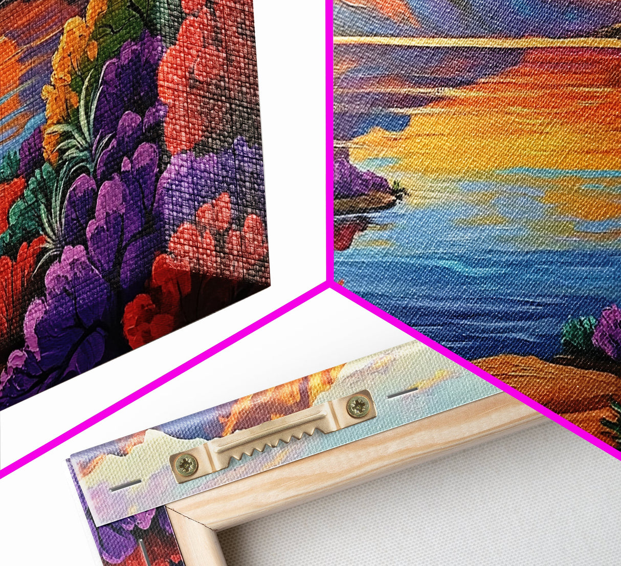 Lake Sunset, Desert, Mountains, Framed Canvas Print, colorful landscape wall decor, boho living room art, nature lovers gift