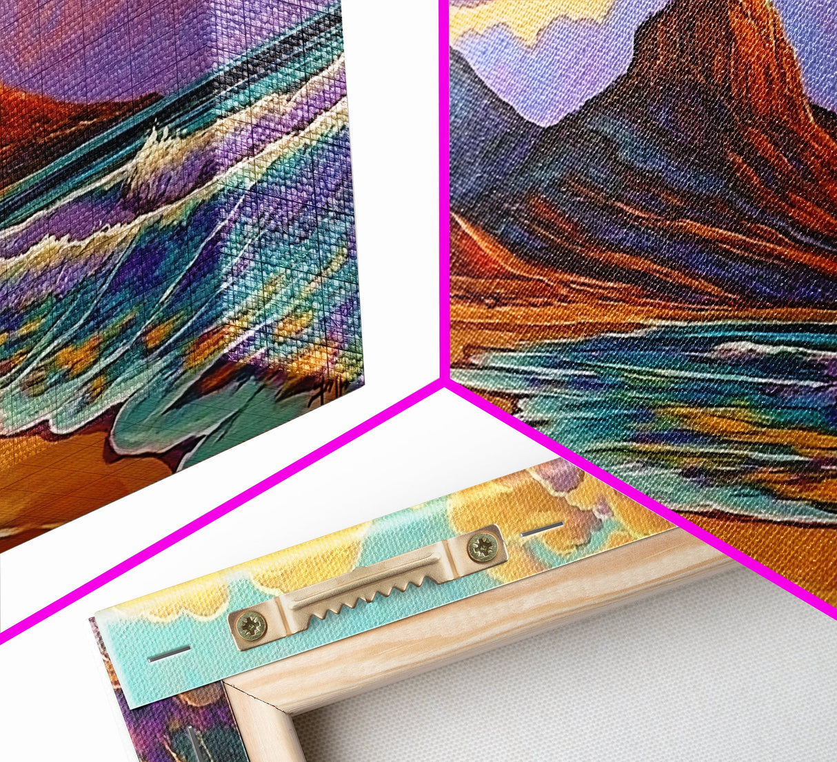 Mountain Desert, Beach, Sunset, Vibrant Desert Mountain Canvas Print, Colorful Southwest Wall Art, Living Room Fall Landscape