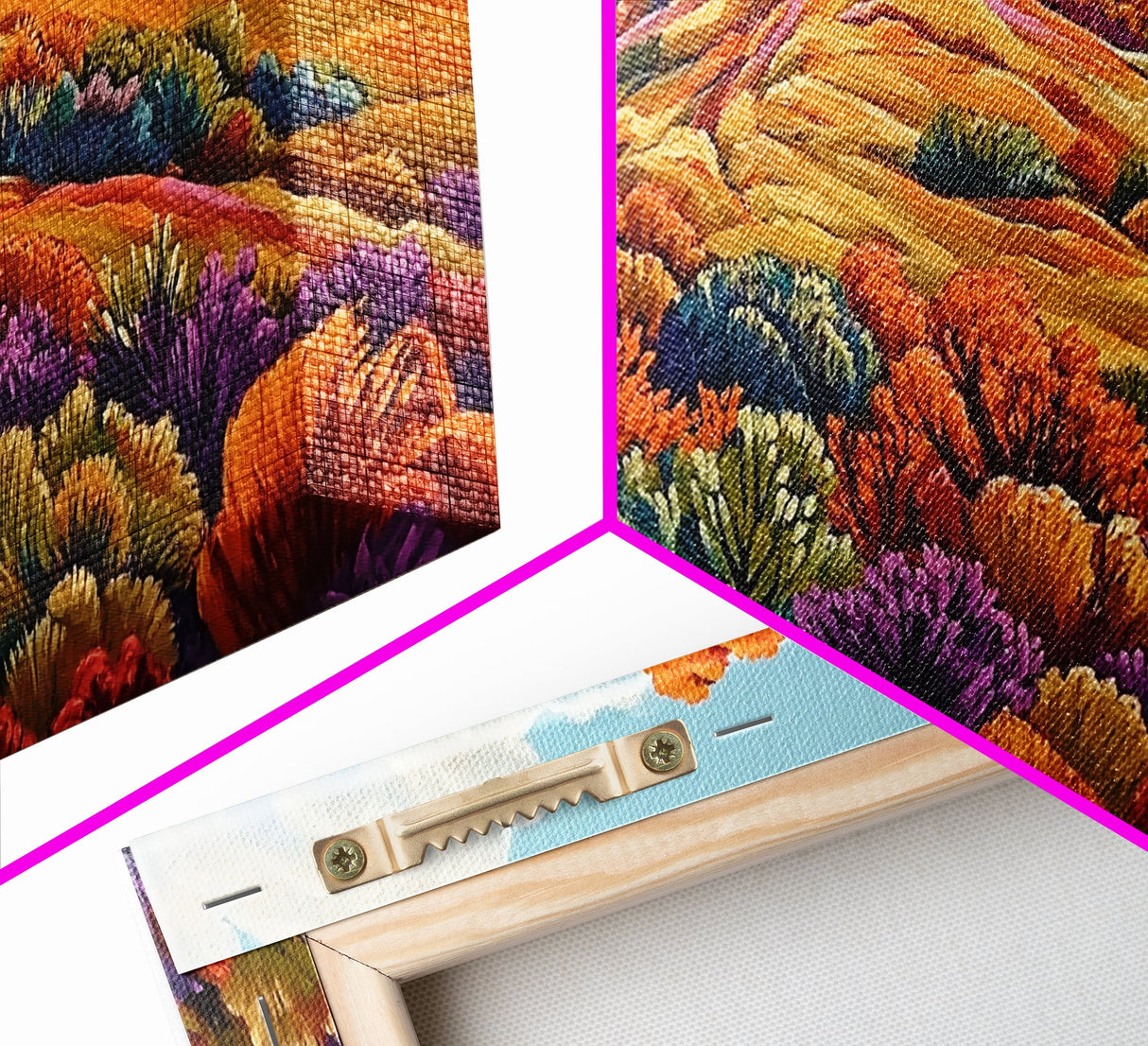 Autumn Hill, Landscape, Framed Canvas Print, Colorful Fall Mountain Scene, Cozy Autumn Wall Decor, Rustic Living Room Art