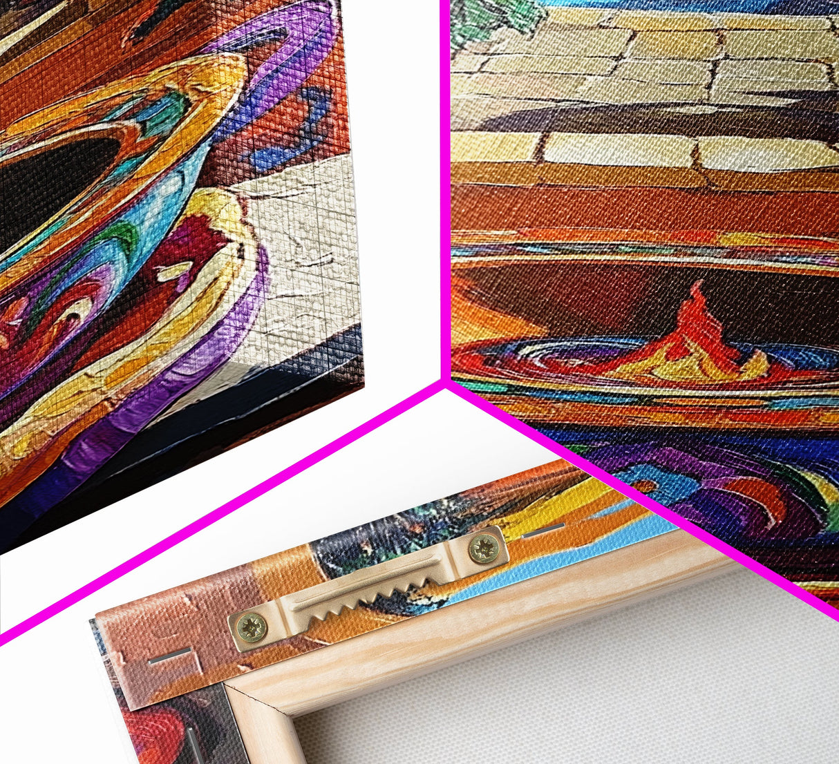 Fire Pottery, Patio, Colorful Framed Canvas Print, Rustic Kitchen Wall Art, Hacienda Style Decor, Bold Mexican Art, Autumn Home Accent