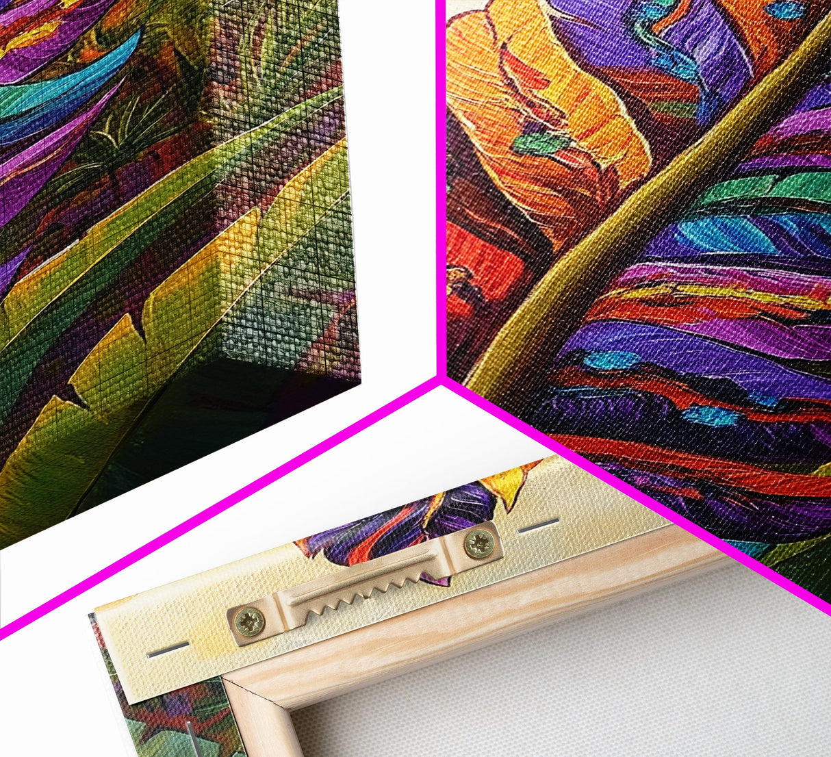 Tropical Feather, Sunset, Boho, Framed Canvas Print, Tropical Feather Wall Art, Sunset Jungle Decor, Boho Botanical Artwork, Bedroom Accent