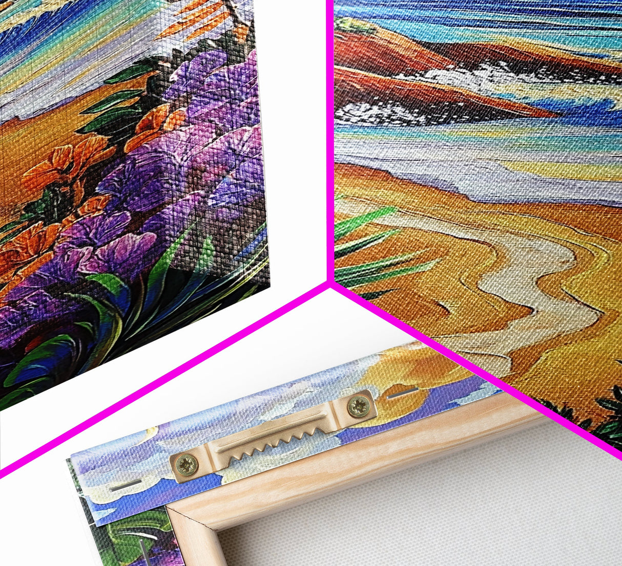 Coastal Sunset, Tropical Beach, Colorful Seascape, Ocean Art, Framed Canvas Print, Vibrant wall decor, Bathroom Wall Art, boho art