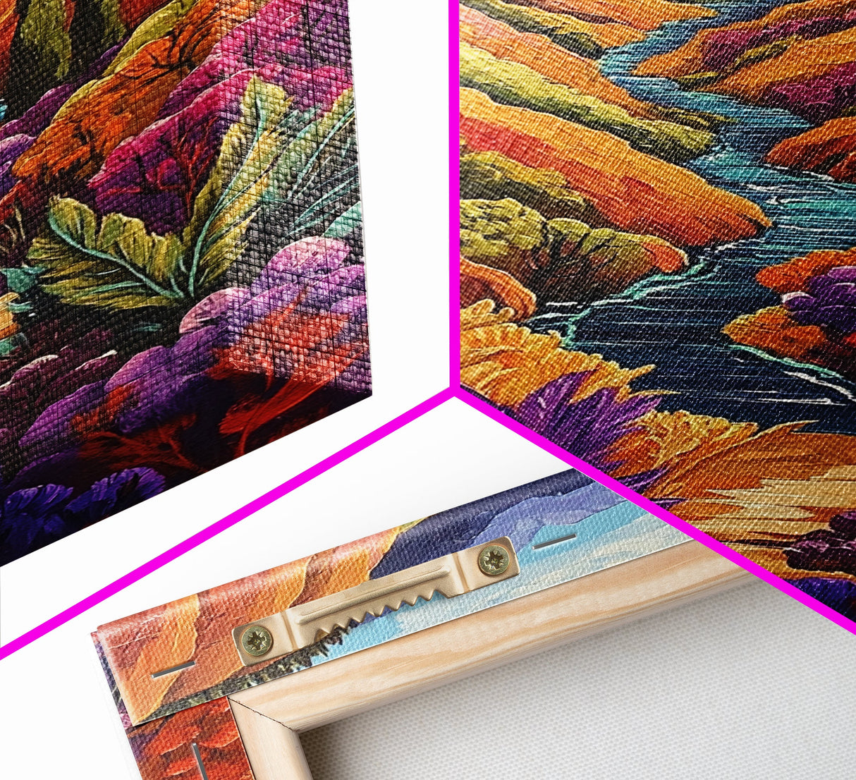 Vibrant Canyon Trail, Fall Mountainscape Art, Colorful Nature Painting, Canvas Print, Autumn Decor, Rustic Cabin Wall Art, Boho Vibe