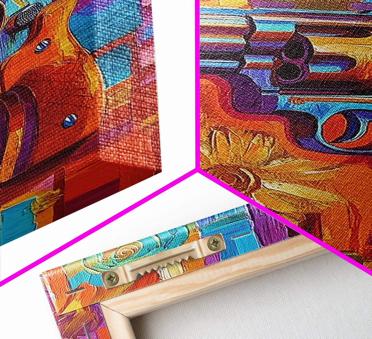 Pop Art Revolver, Bold Gun Art, Urban Wall Decor, Framed Canvas Print, Eclectic Studio Wall Art, Psychedelic Style, Colorful Abstract Art