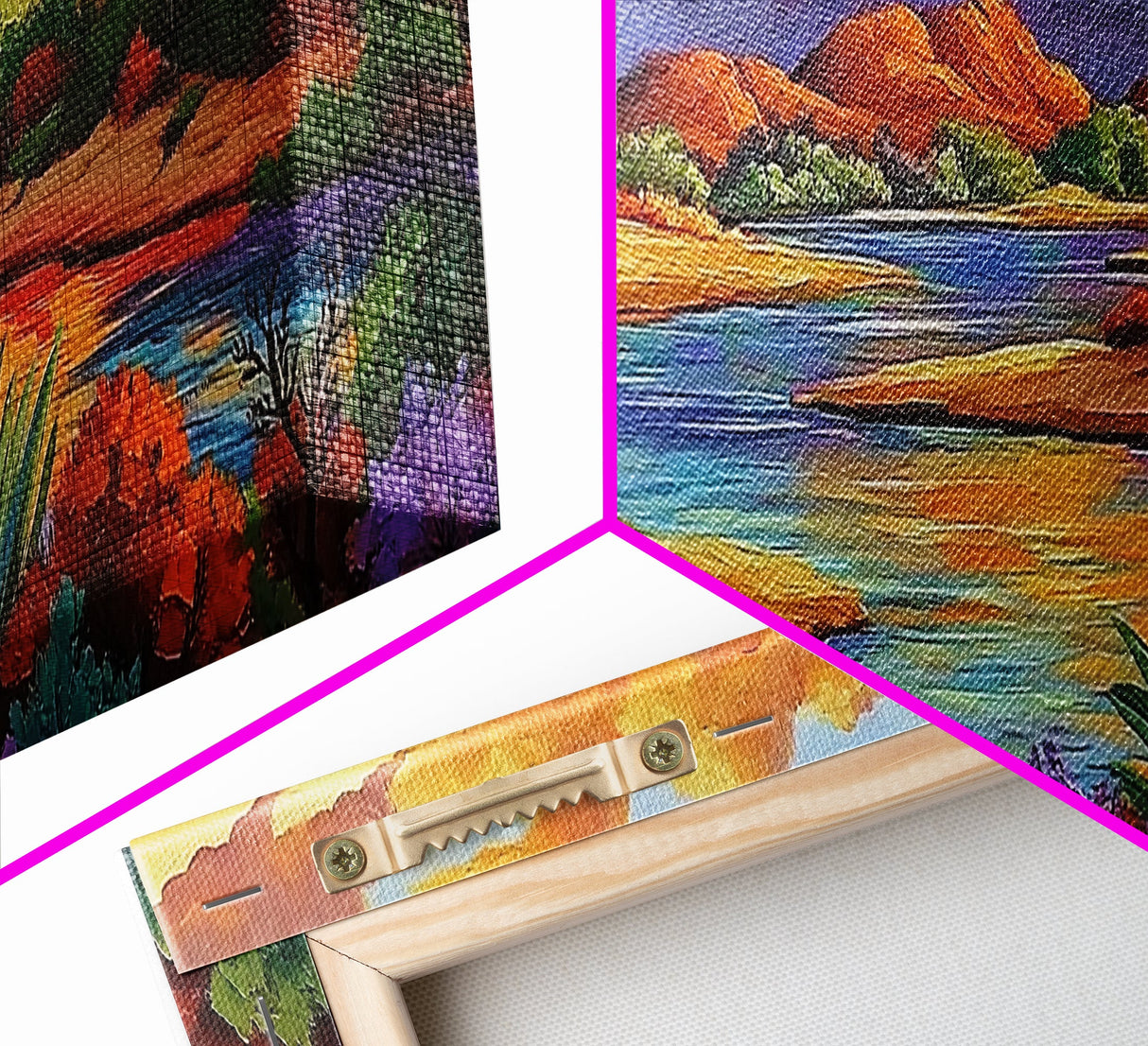 Desert River Colors, Southwest Landscape, Mountain Sunset, Framed Canvas Print, Living Room Wall Art, Earthy Tones, Fall Boho Decor