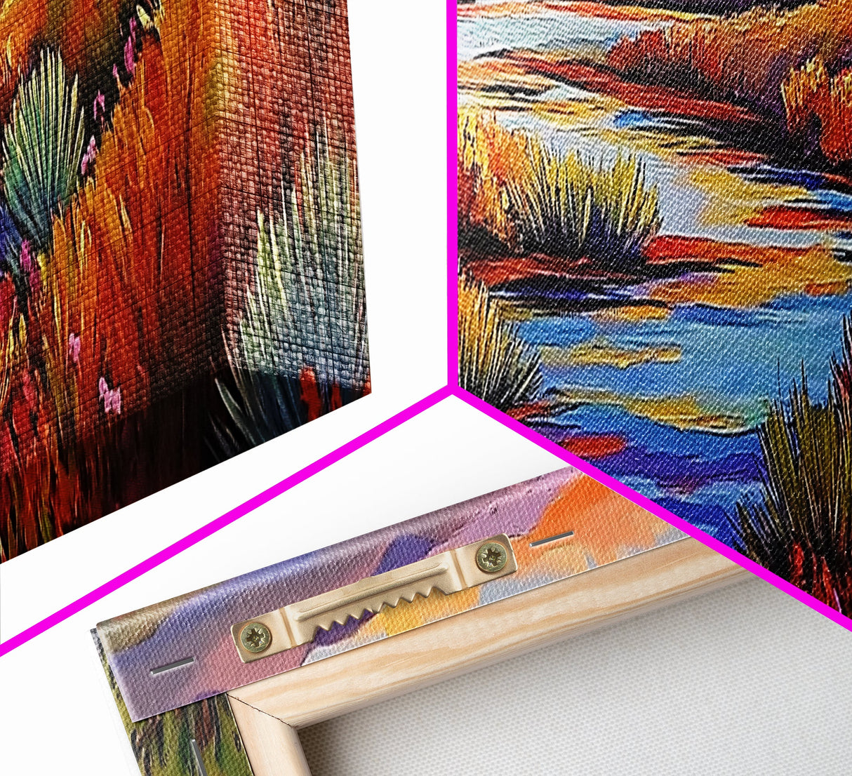 Autumn River Landscape, Colorful Nature Scene, Southwest Wall Art, Framed Canvas Print, Fall Living Room Decor, Warm Tones