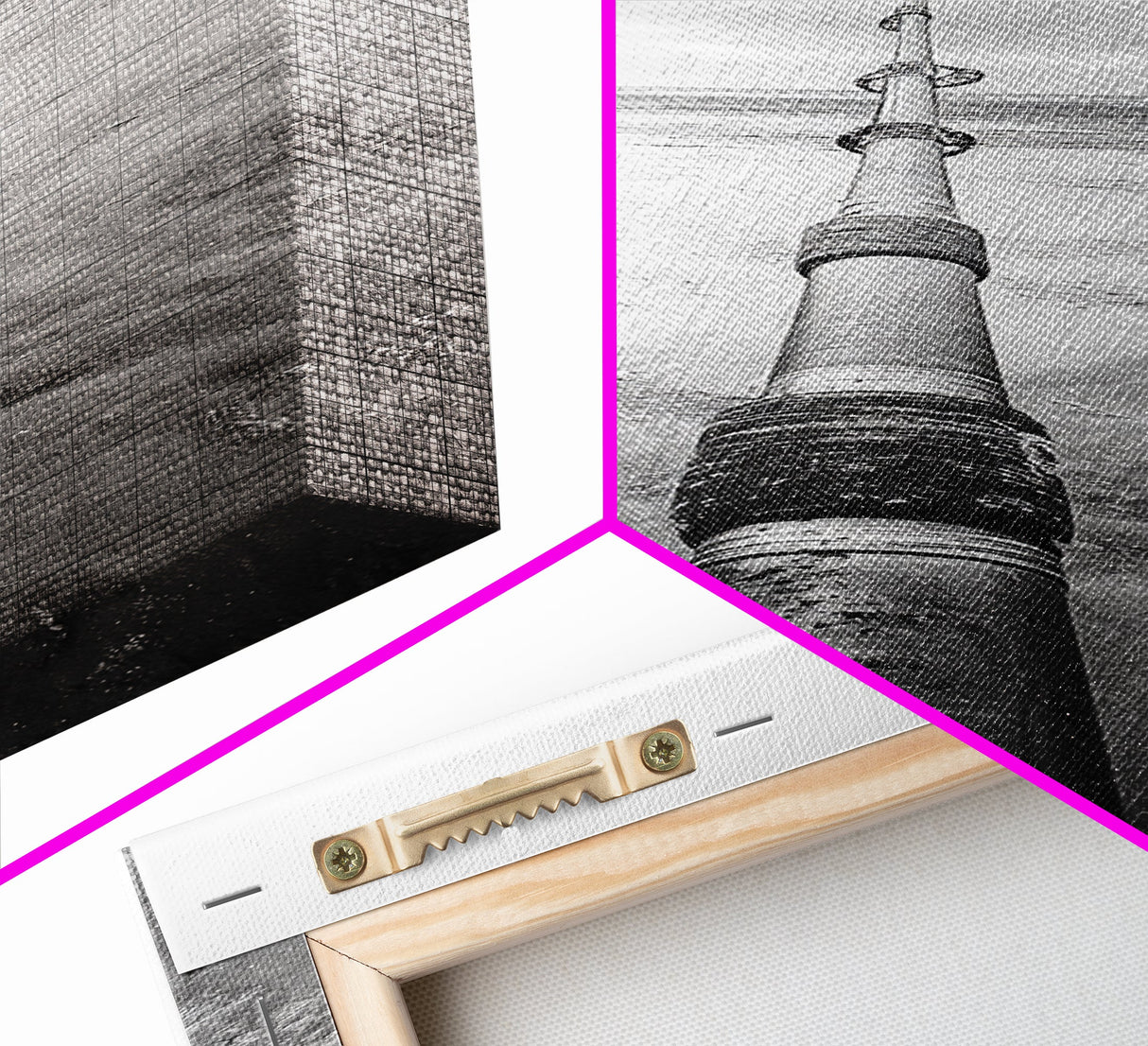 Pipeline Perspective, Industrial Seascape, Grunge Aesthetic, Framed Canvas Print, Coastal industrial art, Minimalist hallway decor, Monochrome print