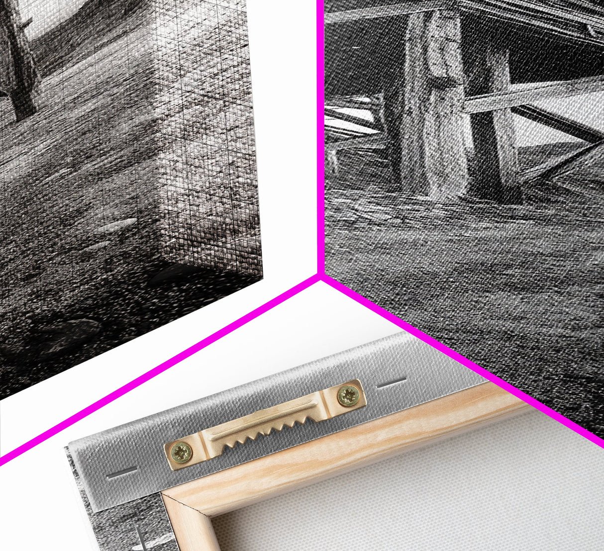 Abandoned Mine, Wooden Structure, Desert Scene, Western Vibes, Black and White Canvas Print, Industrial Rustic Living Room Wall Art