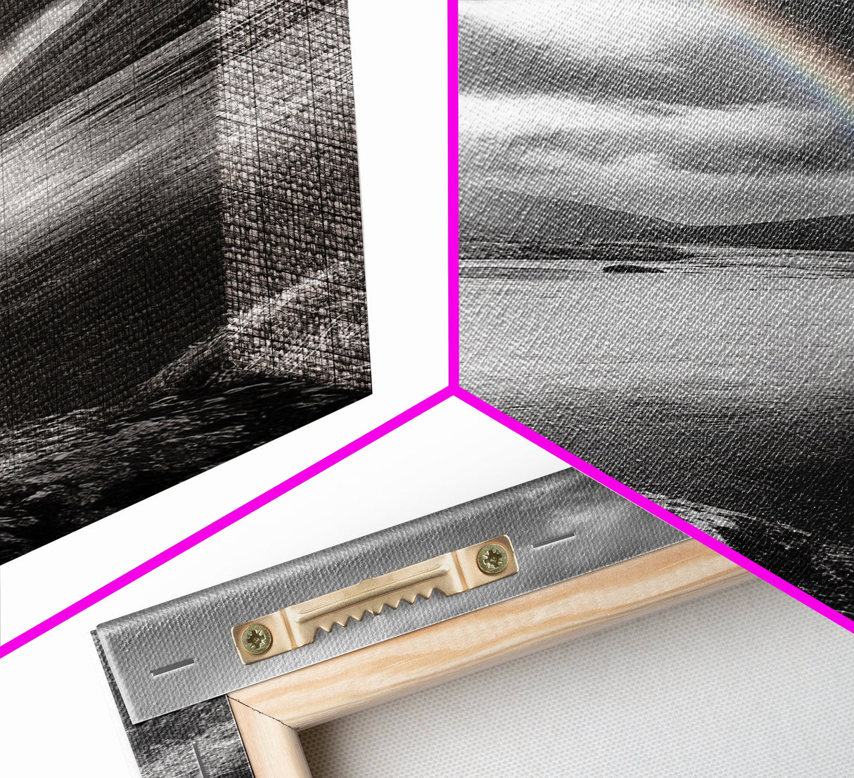 Rainbow Valley, Moody Skies, Stormy Horizon, Highland River, Framed Canvas Print Autumn Wall Decor, Scandinavian Nature Art, Living Room Accent