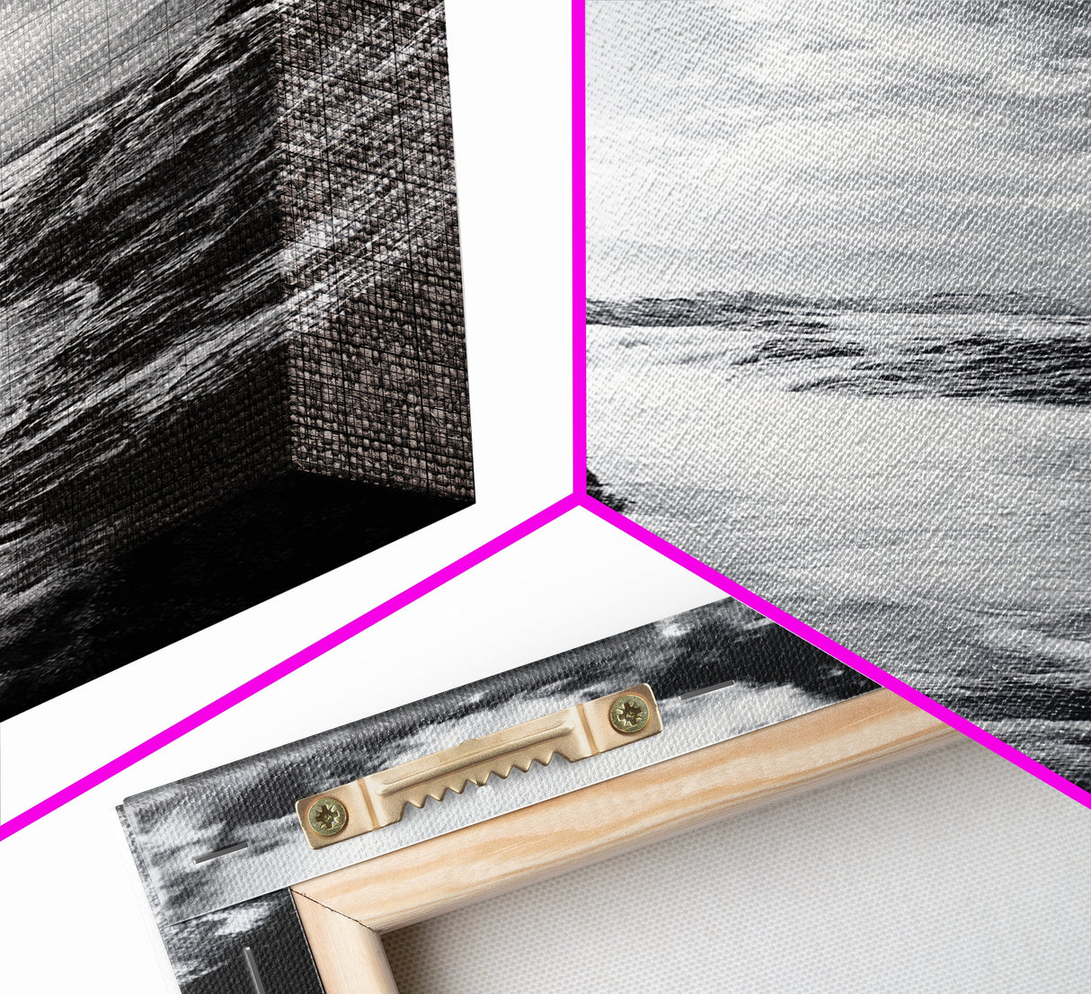 Waterfall Rocks, Mountain Mist, River Flow, Canvas Print, Black And White Landscape Art, Nature Bedroom Decor, Zen Retreat Wall Piece