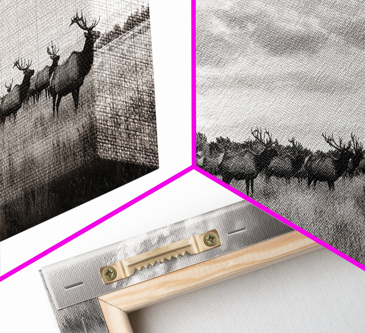 Elk Herd, Prairie Wildlife, Autumn Nature, Rustic Landscape, Framed Canvas Print, Western Wall Decor, Cabin Art, Living Room Print