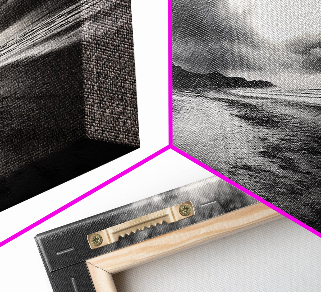 Stormy Coast, Dramatic Sky, Ocean Dusk, Monochrome Landscape, Framed Canvas Print, Bedroom Wall Art, Minimalist Coastal Decor