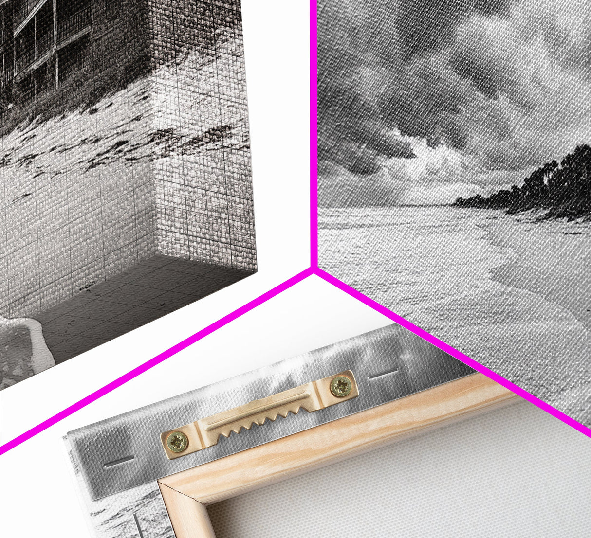Stormy Beach House, Coastal Decor, Monochrome Photography, Beachfront Scene, Canvas Print, Moody Ocean Wall Art, Bedroom Coastal Wall Decor