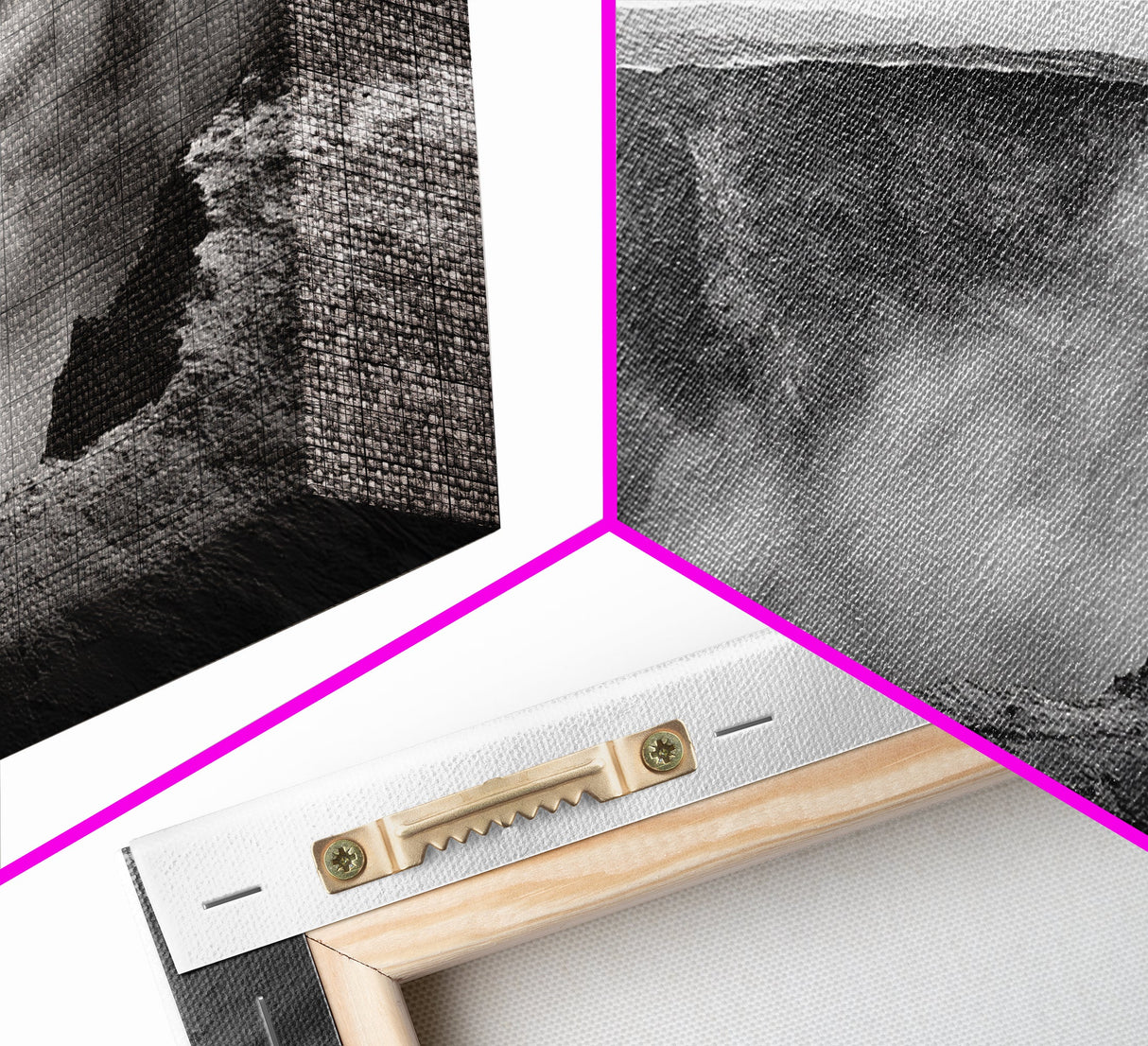 Volcanic Crater, Smoky Earth, Epic Landscape, Framed Canvas Print, Dramatic Nature Art, Study Room Decor, Moody Monochrome Photography