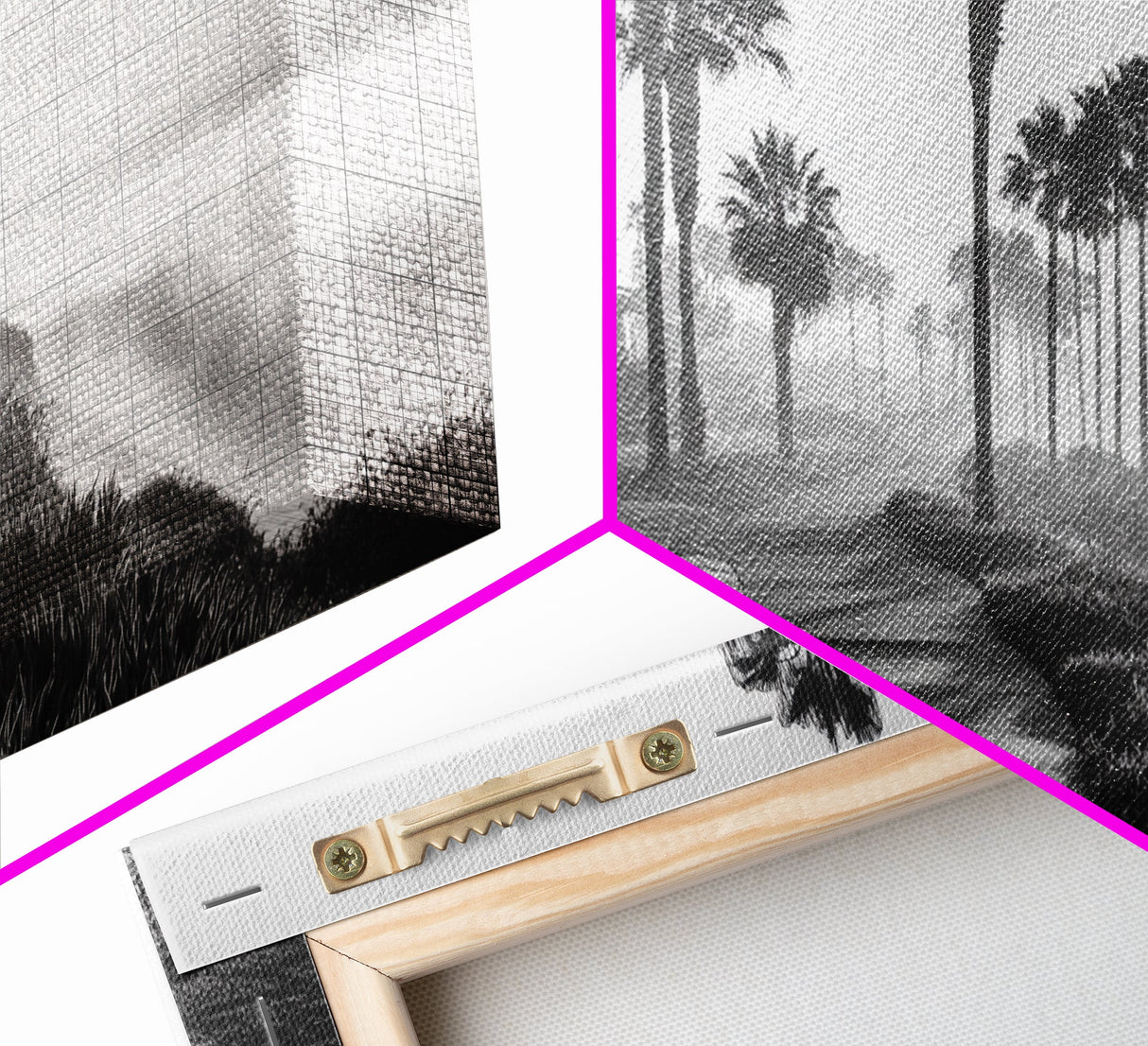 Palm Tree Pathway, Beachfront Neighborhood Vibes, Coastal Street Scene, Framed Canvas Print, Entryway Art, Minimalist Coastal Home Decor