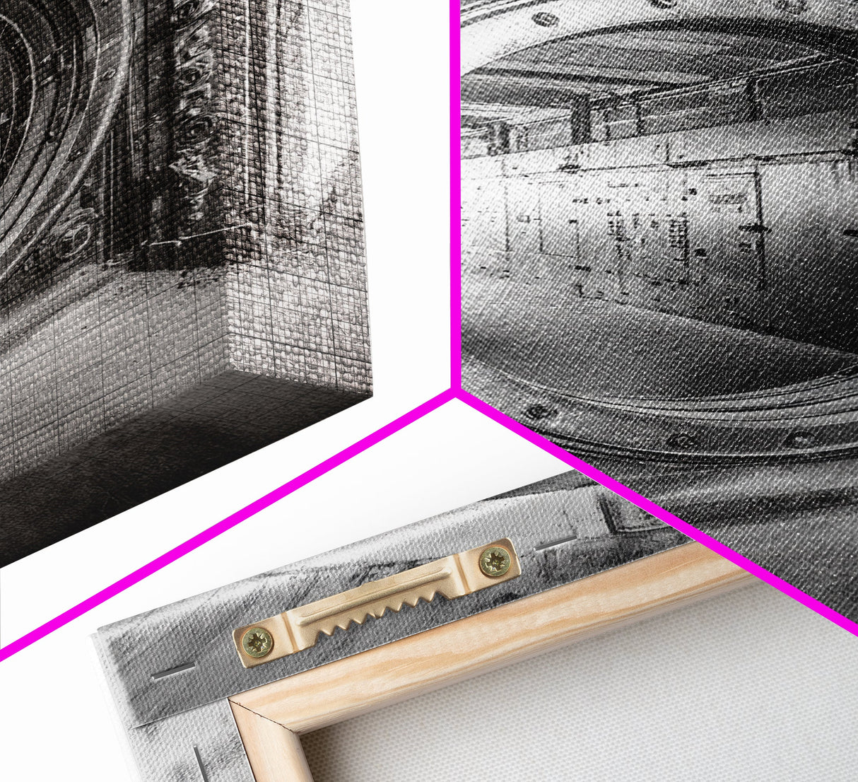 Bank Vault Door, Industrial Design, Urban Texture, Canvas Print, Masculine Office Decor, Steampunk Wall Art, Black White Print
