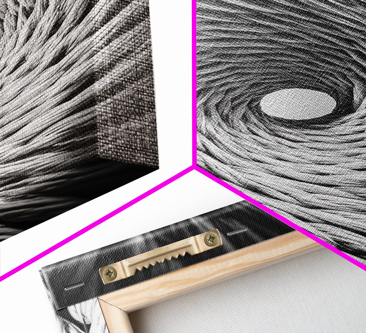 Twisted Rope Spiral, Abstract Fiber Art, Monochrome Texture, Modern Canvas Print, Minimalist Office or Contemporary Wall Decor