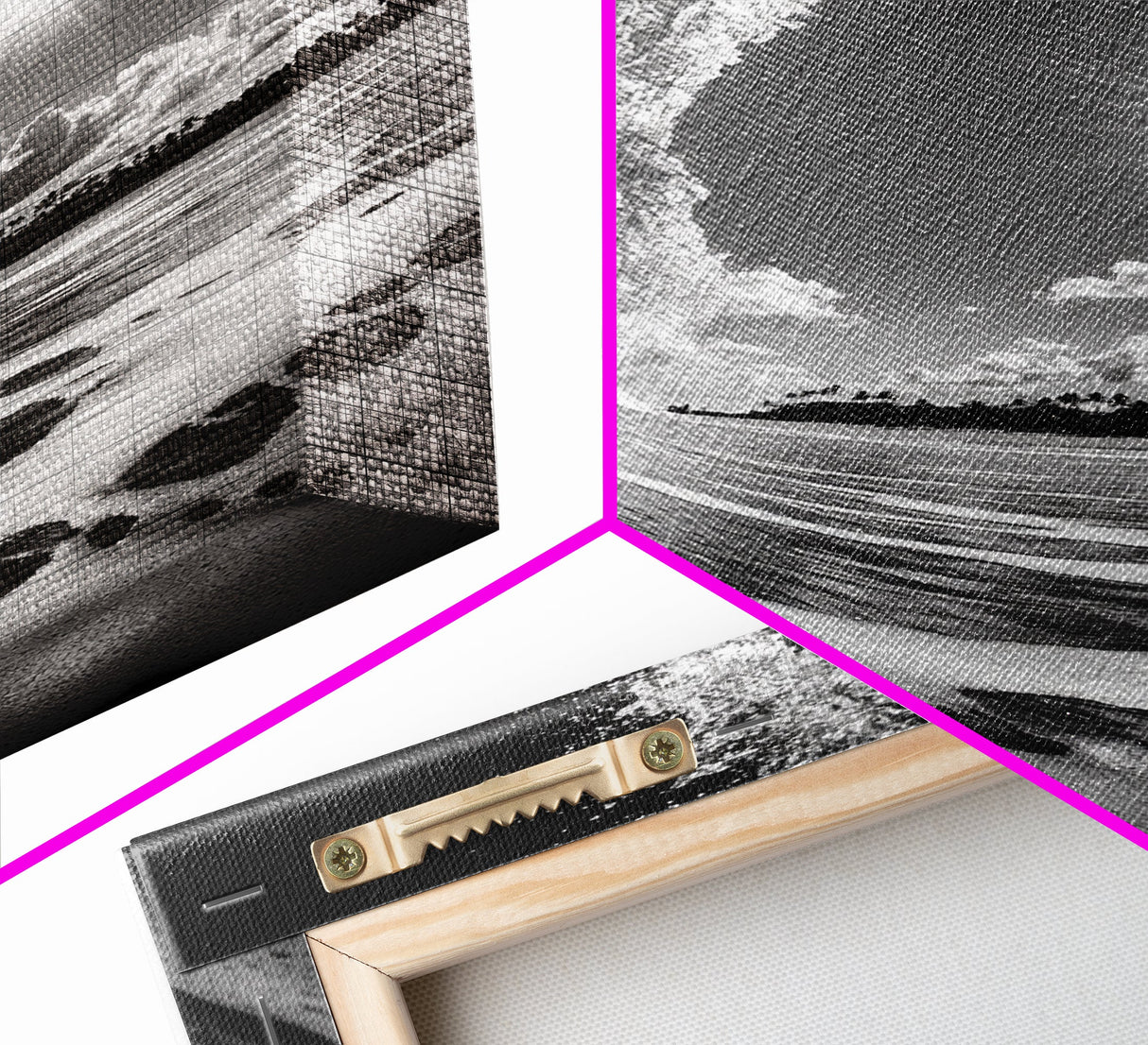 Wave Photography, Surfer Dream, Sea Curl Motion, Framed Canvas Print, Coastal Wall Art, Beach House Decor, Monochrome Ocean Style
