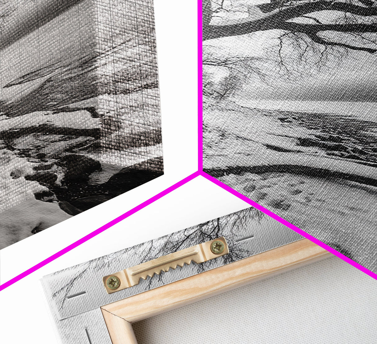 Coastal Snow, Barren Tree, Frozen Shoreline, Canvas Print, Serene Winter Decor, Entryway or Hallway Minimalist Wall Art