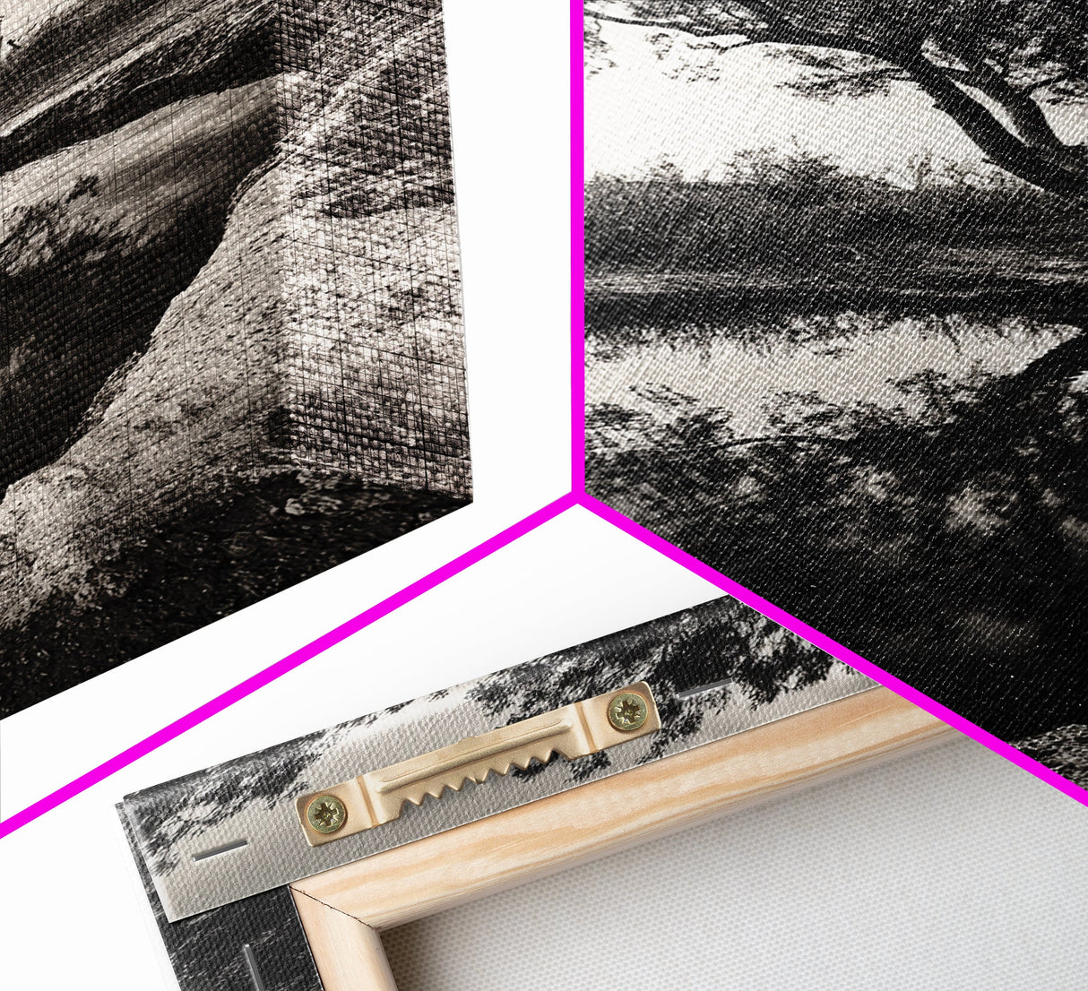 Tree Reflection, Still Water, Peaceful Nature, Framed Canvas Print, Tranquil Wall Art, Rustic Bedroom Decor, Black and White Photography