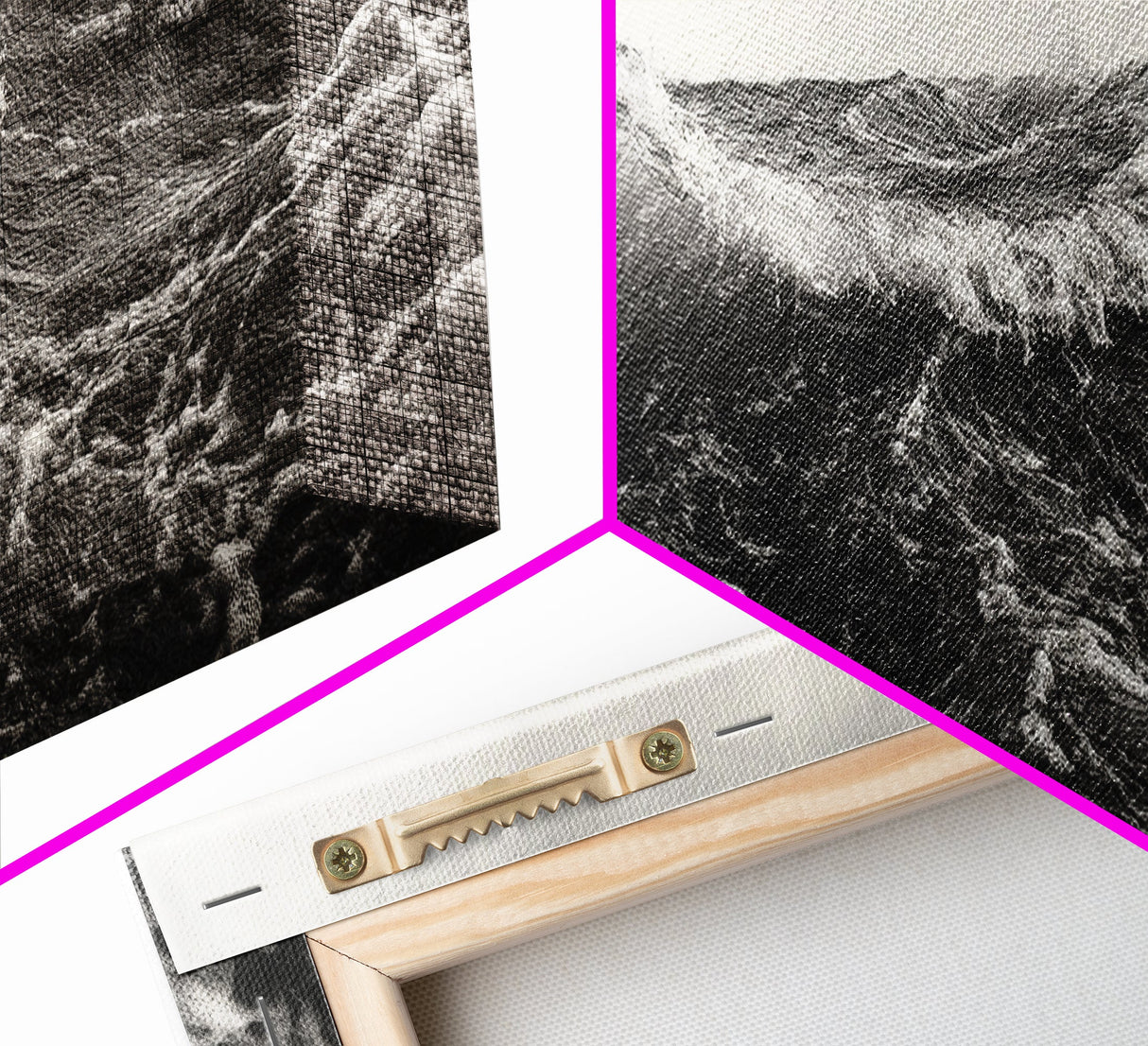 Ocean Wave, Stormy Sea, Black and White Nautical, Framed Canvas Print, Bold Coastal Art, Living Room Wall Art, Marine Photography