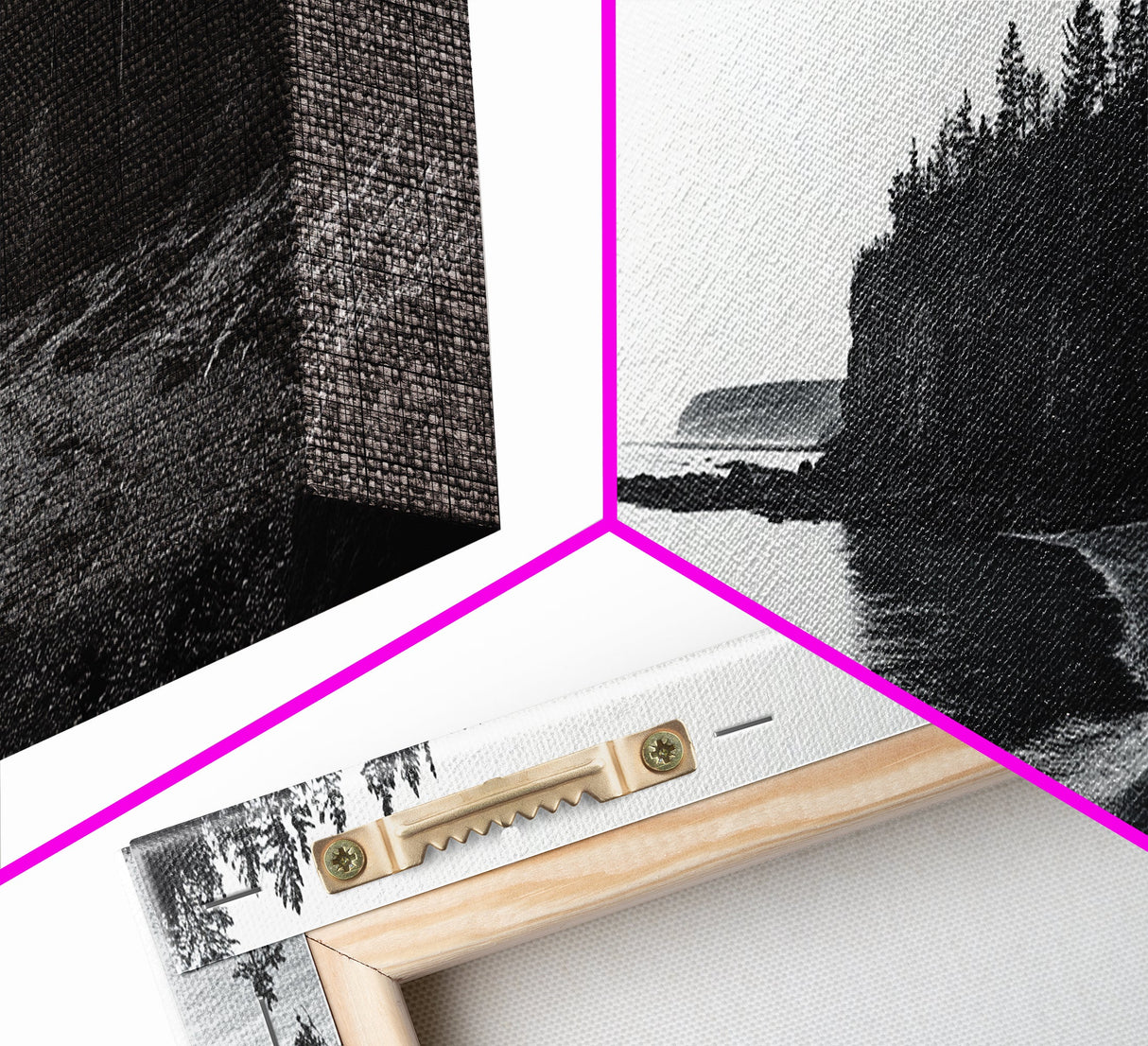 Forest Cliffs, Quiet Bay, Monochrome Coast, Canvas Print, Nature Photography, Modern Rustic Wall Art, Entryway or Office Decor