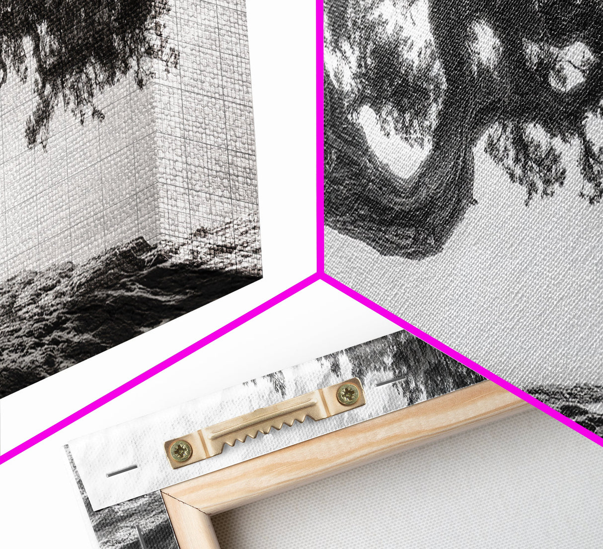 Bending Tree, Windswept Landscape, Coastal Nature, Monochrome Art, Framed Canvas Print, Zen Wall Art, Minimalist Living Room Decor