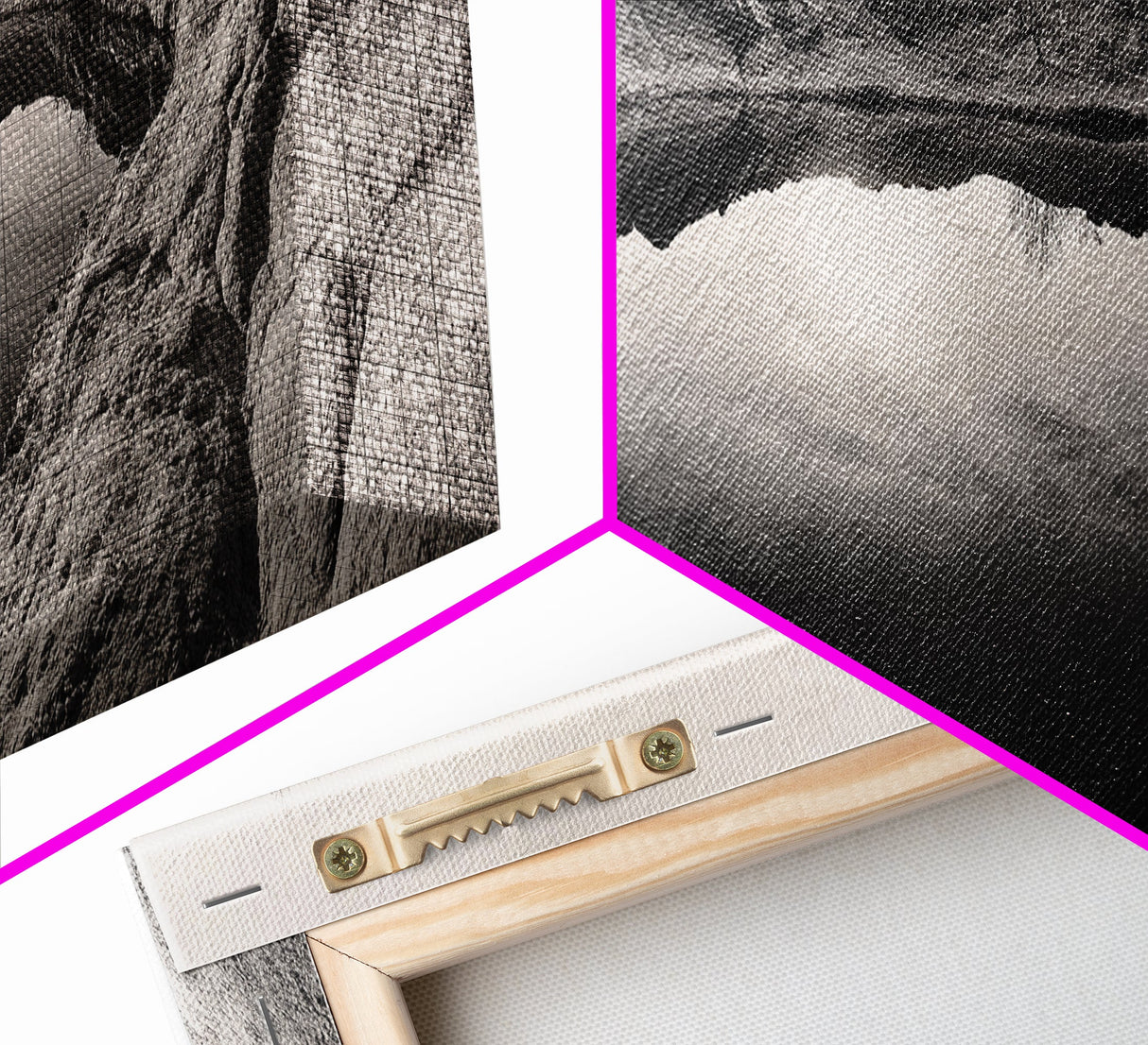Desert Pool, Reflected Sky, Rugged Terrain, Monochrome Minimalism, Framed Canvas Print, Earthy Wall Art, Neutral Bedroom Decor
