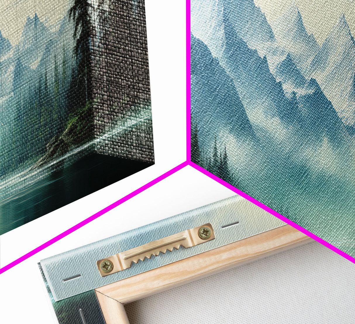 Mountain Lake Wall Art, Oil Landscape Painting On Canvas - Large Gallery Wrapped Canvas Wall Art Prints With/Without Floating Frames