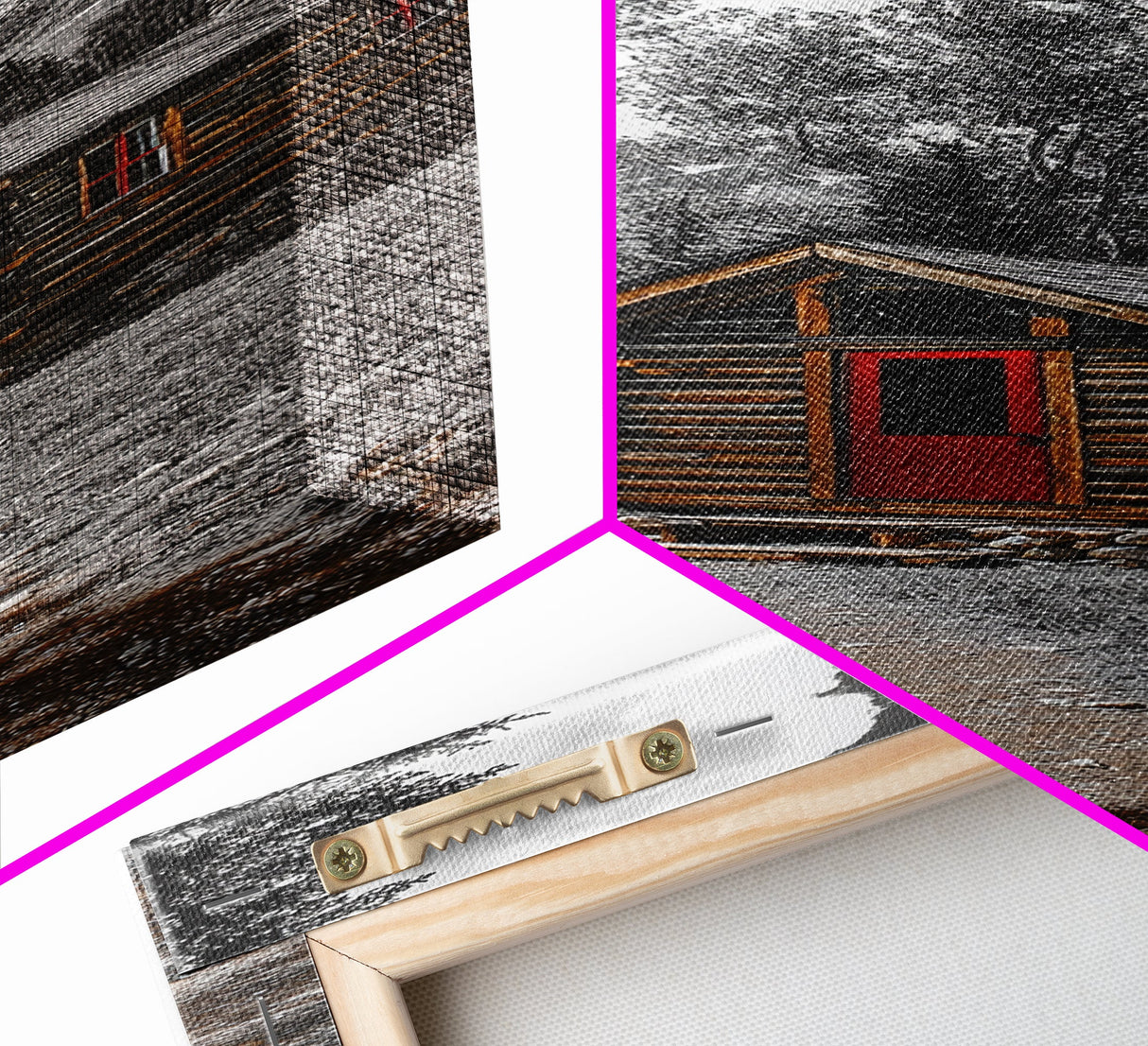 Log Cabin, Red Door, Mountain Home, Cozy Retreat, Framed Canvas Print, Rustic Wall Art, Lodge Decor, Fall Cabin Vibes, Country Living