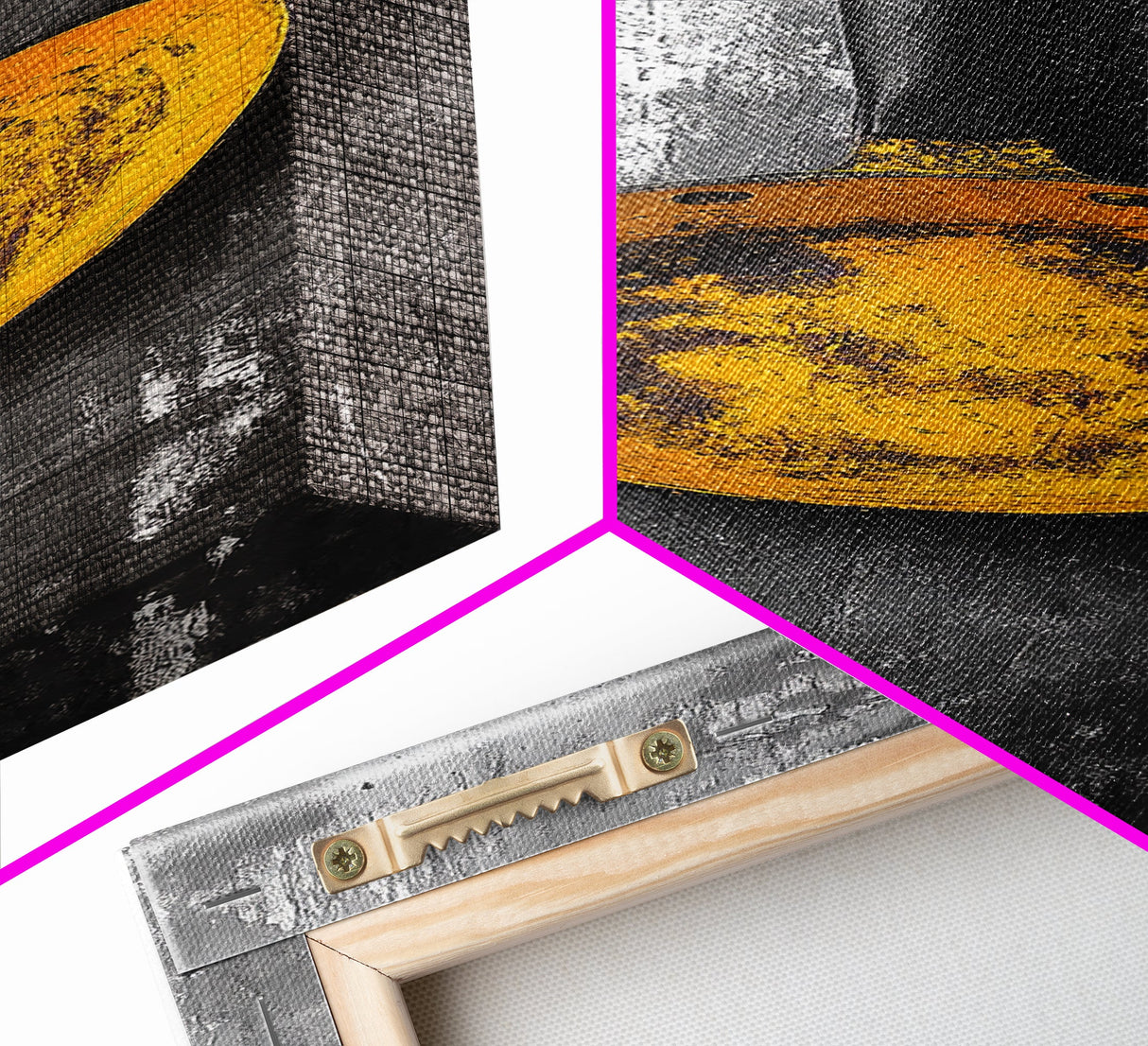 Yellow Pan, Rustic Kitchen, Bold Contrast, Culinary Wall Art, Framed Canvas Print, Industrial Decor, Chef Gift Kitchen Wall Art