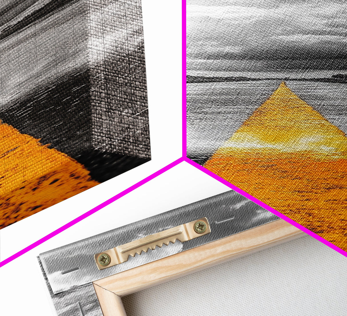 Yellow Road Line, Moody Highway, Stormy Skies, Monochrome Vibes, Framed Canvas Print, Modern Office Art, Minimalist Photography Decor