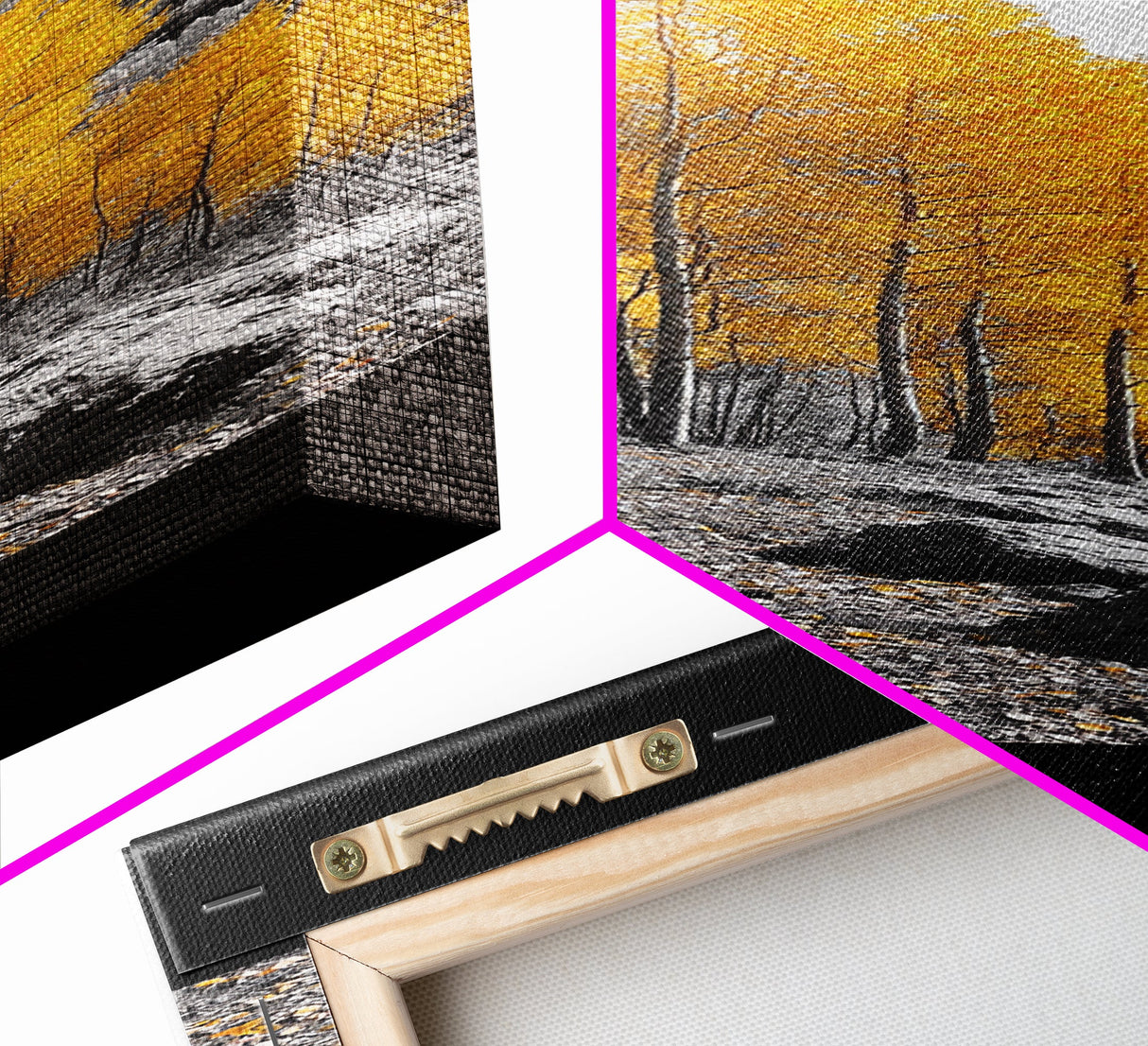 Golden Aspens, Fall Forest, Mountain Trees, Framed Canvas Print, Autumn Wall Art, Nature Cabin Decor, Fall Foliage, Rustic Living Room
