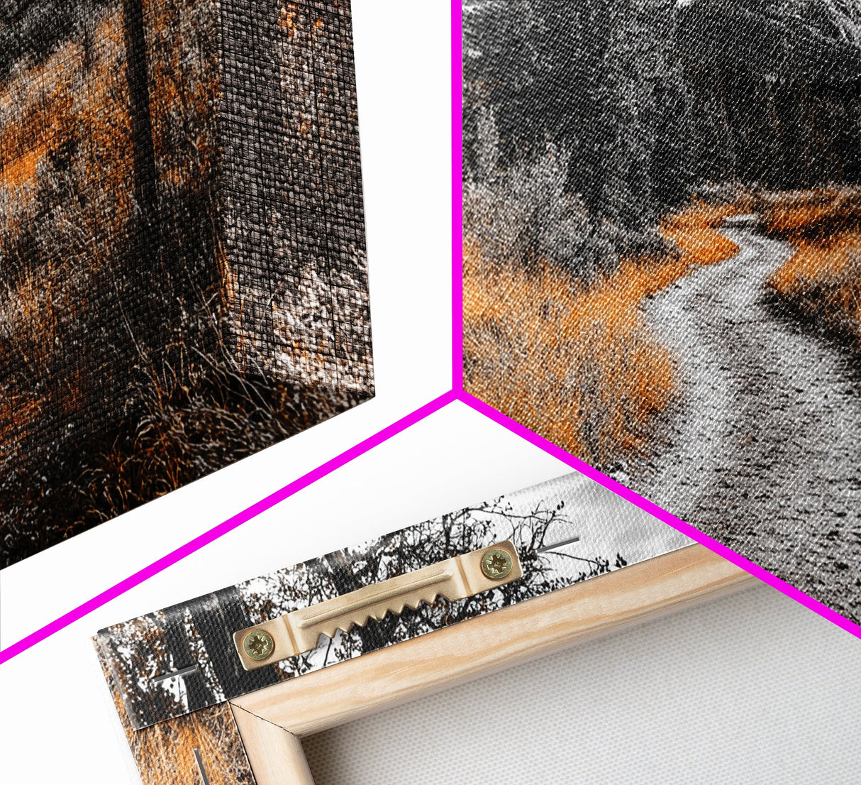 Fall Path, Mountain Trail, Autumn Forest, Golden Grass, Canvas Print, Cabin Wall Art, Cozy Living Room Decor, Nature Lover Fall Print
