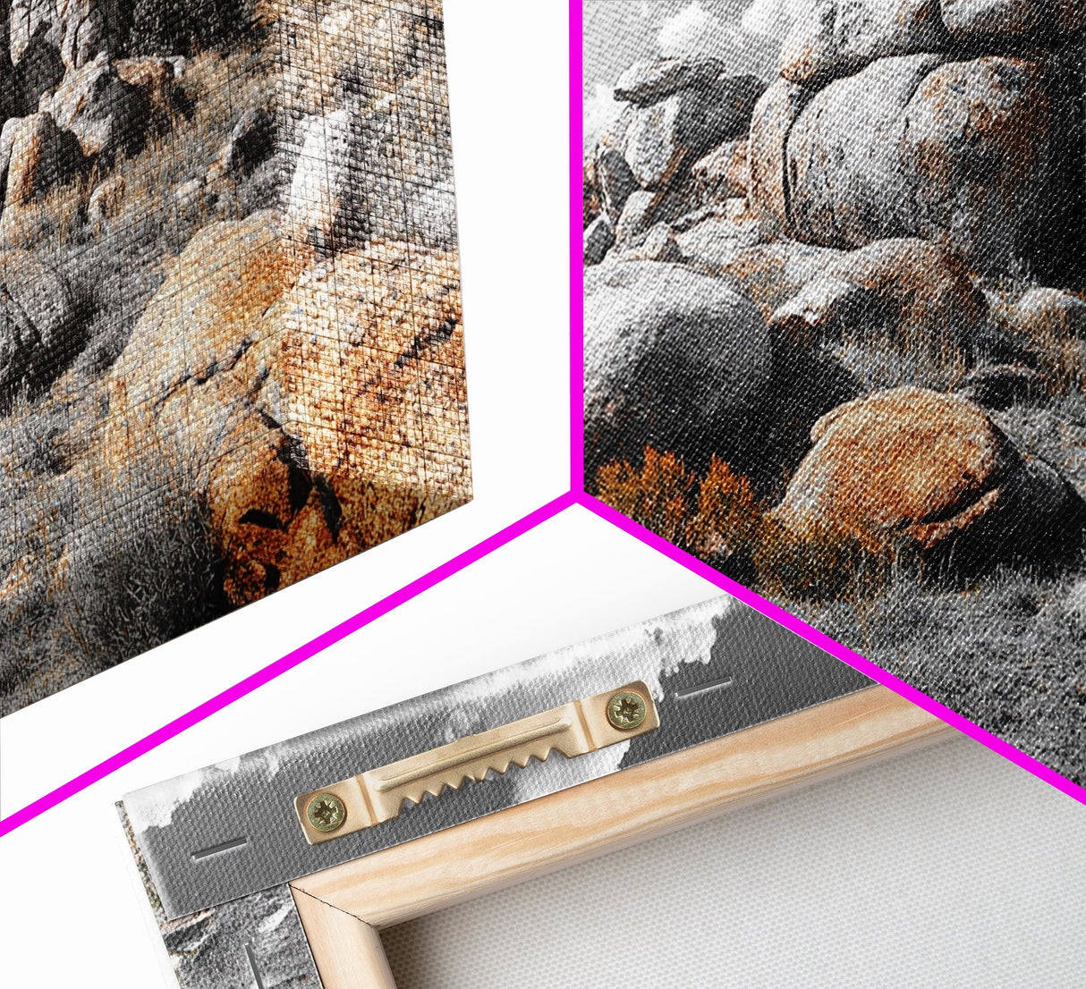 Granite Boulders, Desert Landscape, Natural Beauty, Earthy Tones, Framed Canvas Print, Entryway Wall Art, Nature Minimalism Style